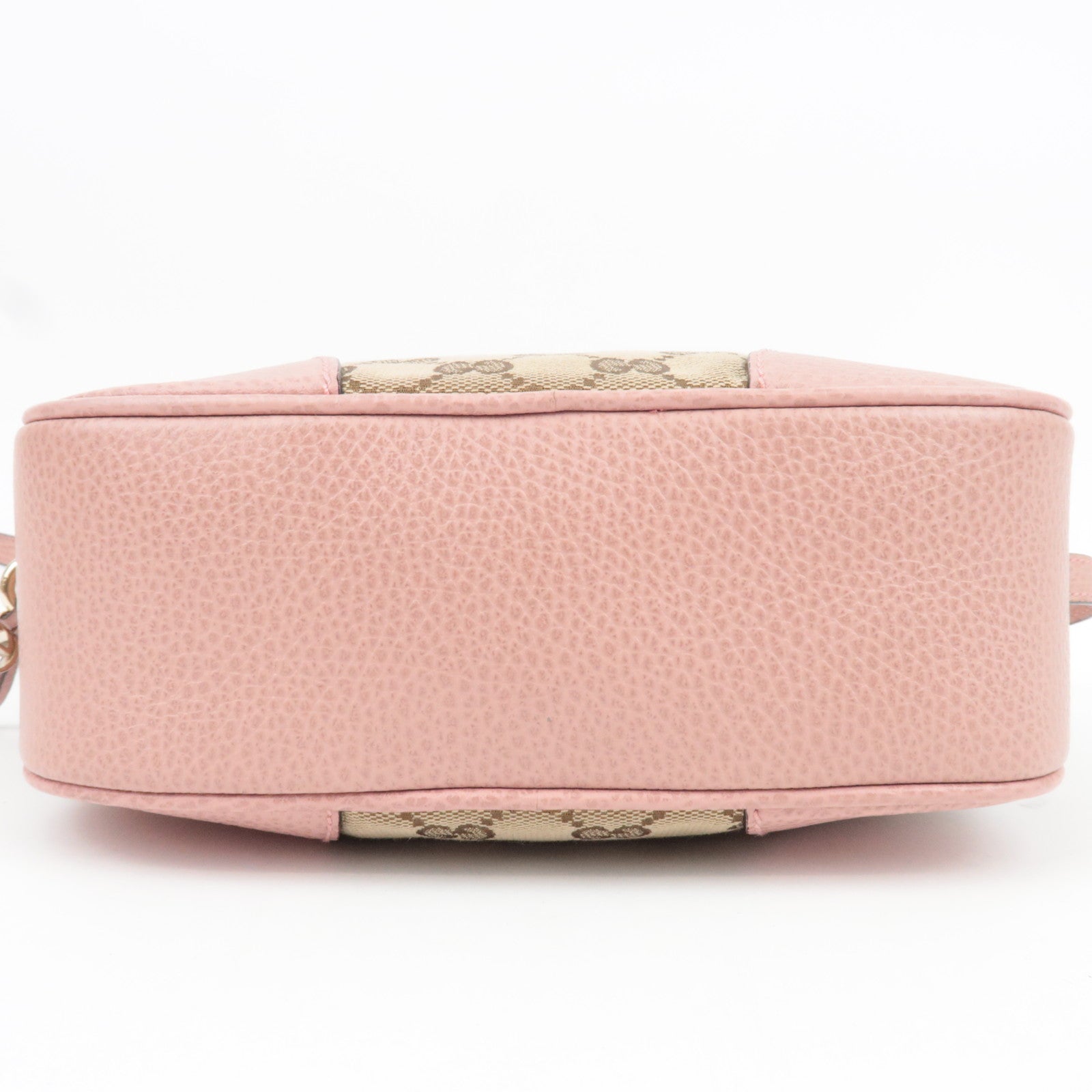GUCCI Shoulder Bag GG Canvas Leather Beige Pink 449413