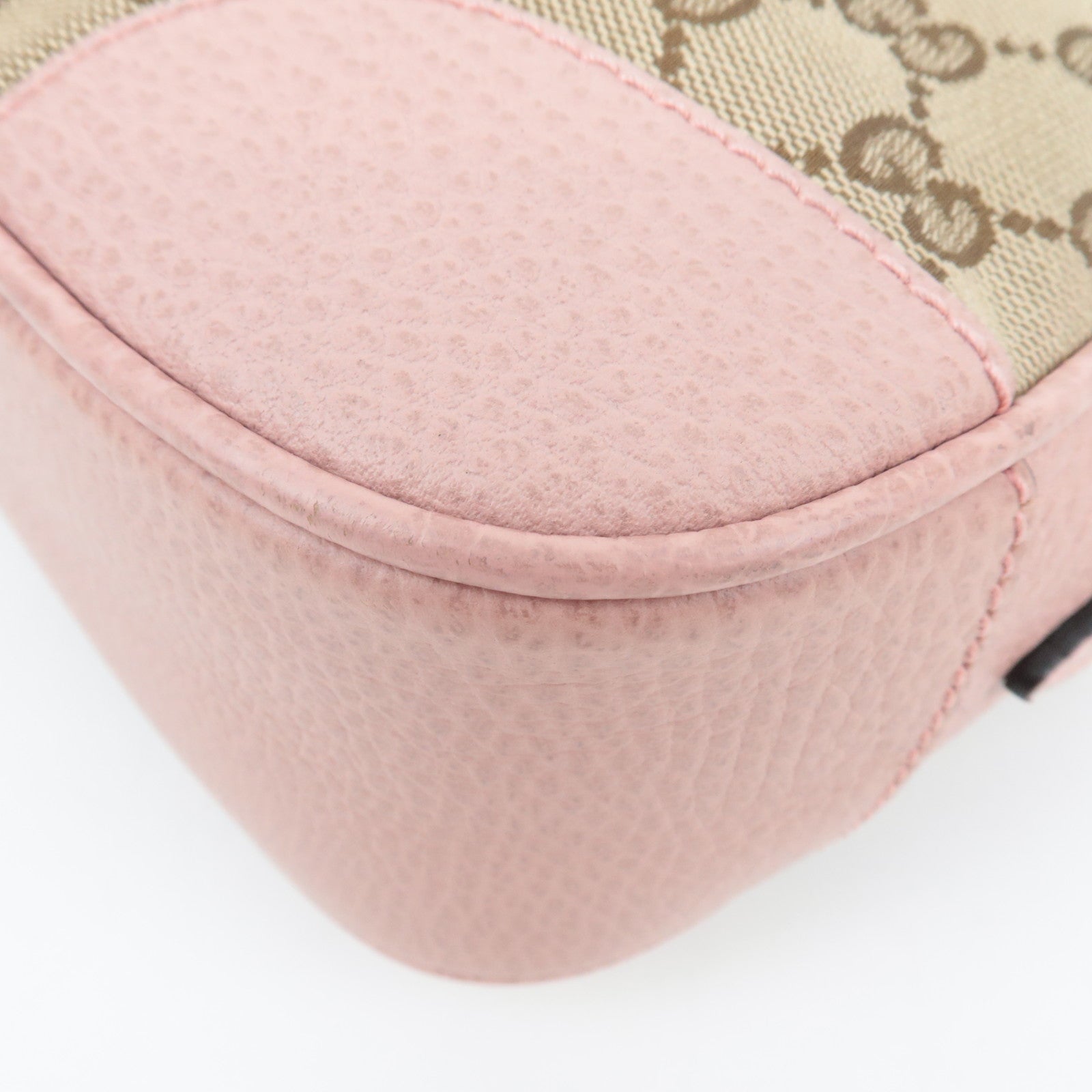 GUCCI Shoulder Bag GG Canvas Leather Beige Pink 449413