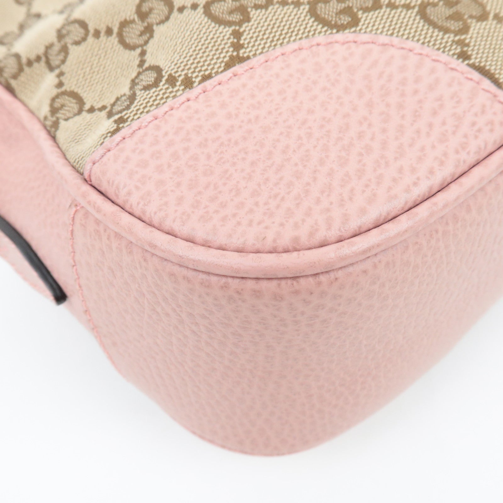 GUCCI Shoulder Bag GG Canvas Leather Beige Pink 449413