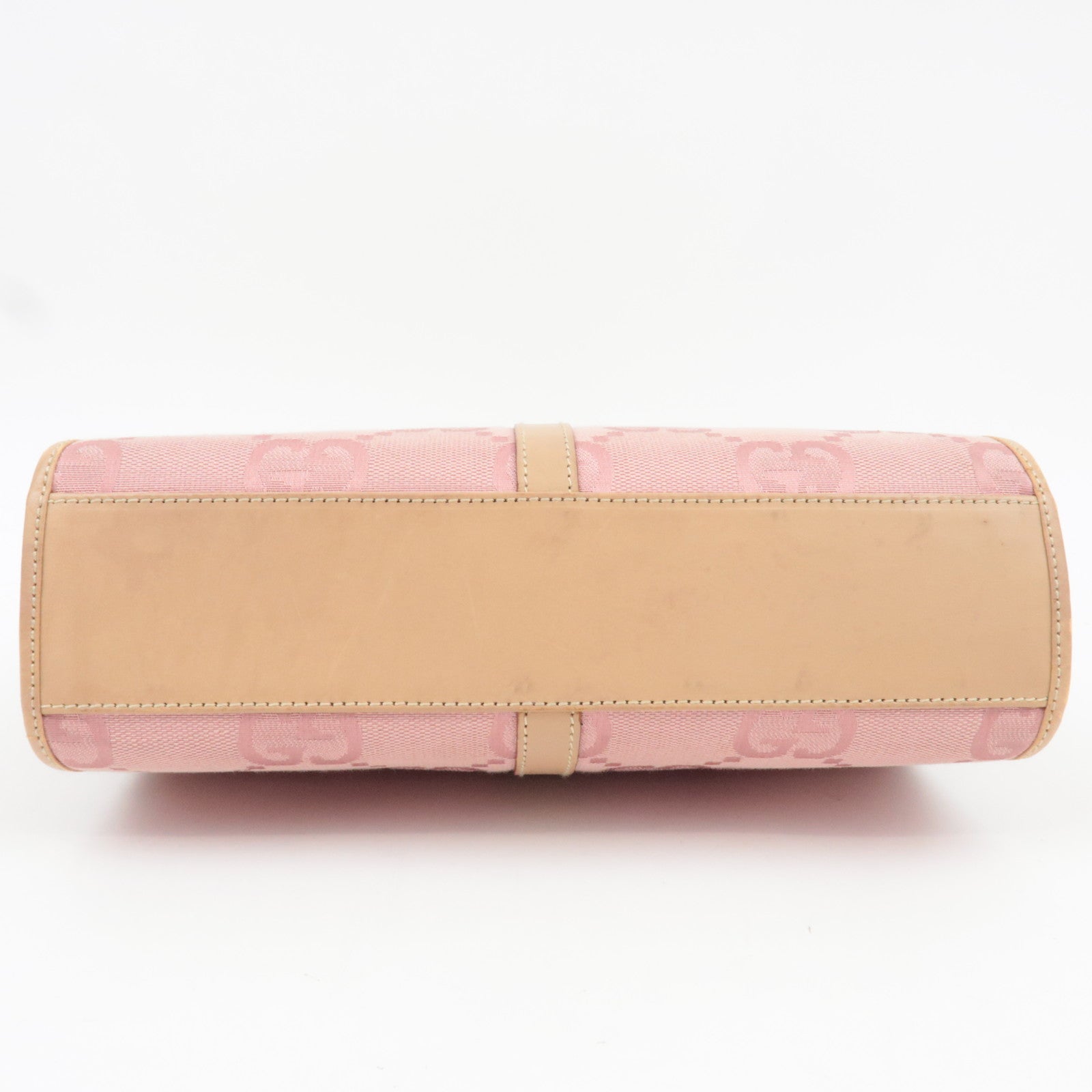 GUCCI Jackie Jumbo GG Handbag Canvas Leather Pink Beige 002.1065