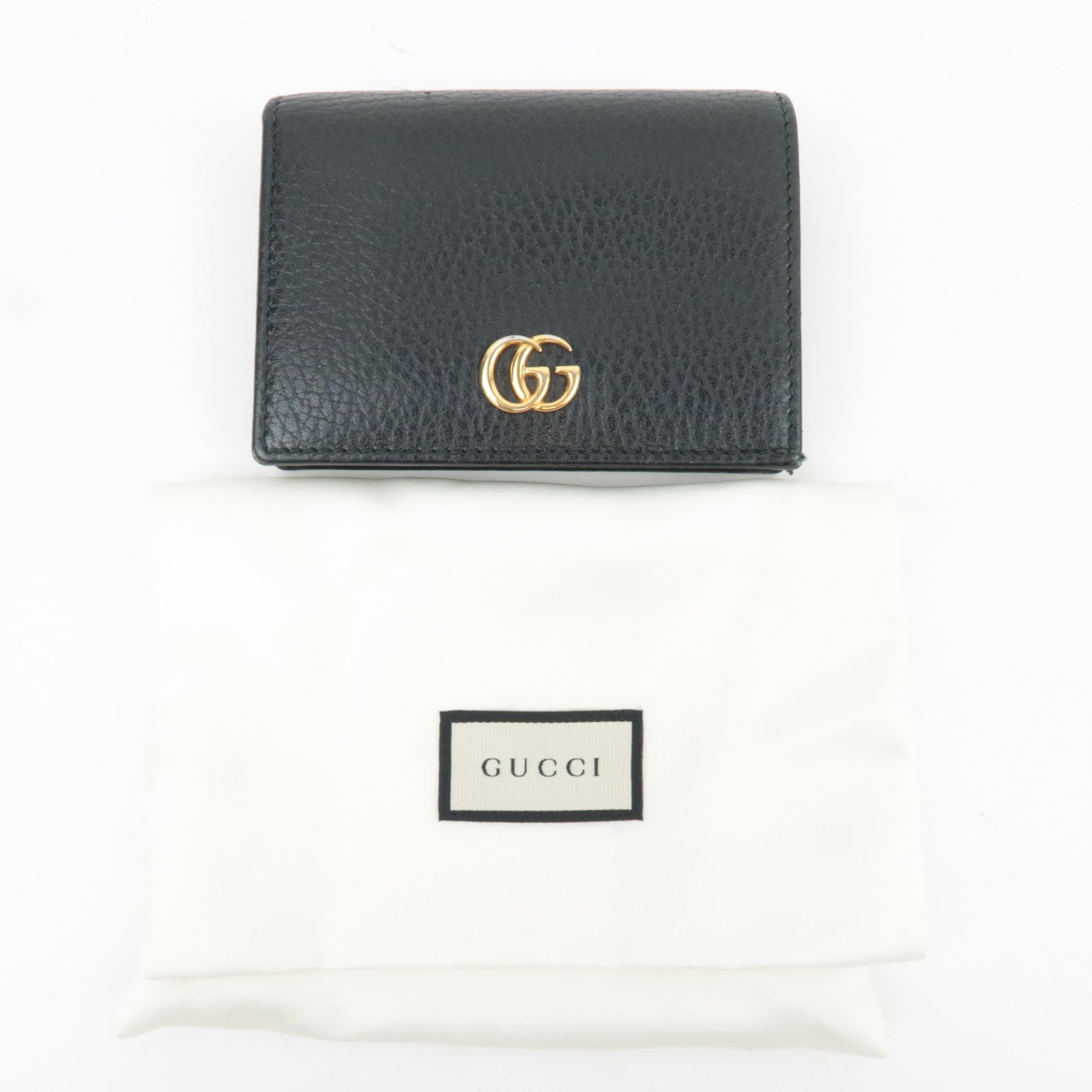 GUCCI GG Marmont Bifold Wallet Leather Black 456126 *Dust bag