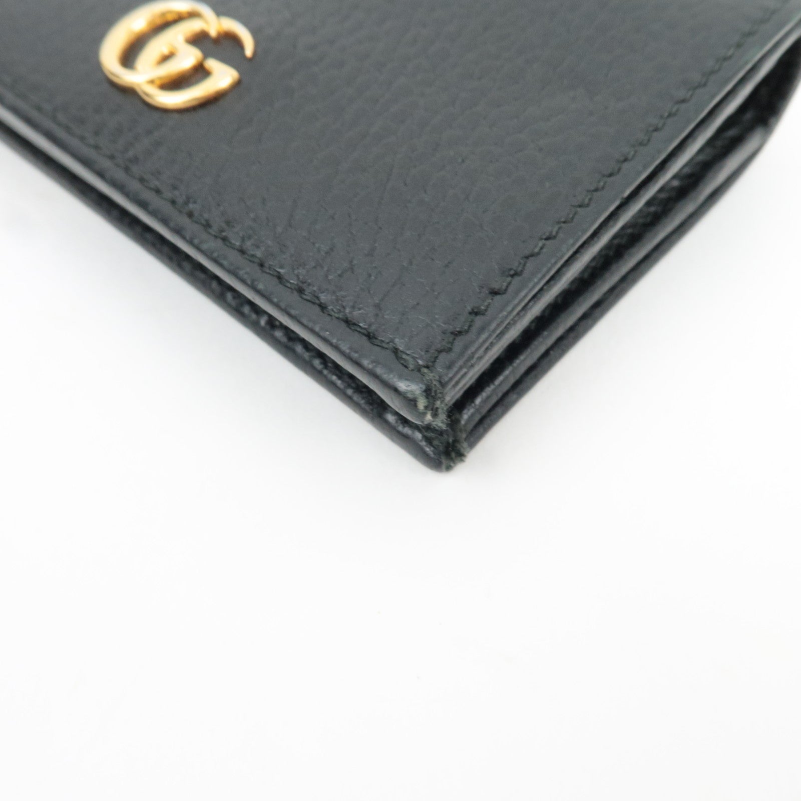 GUCCI GG Marmont Bifold Wallet Leather Black 456126 *Dust bag