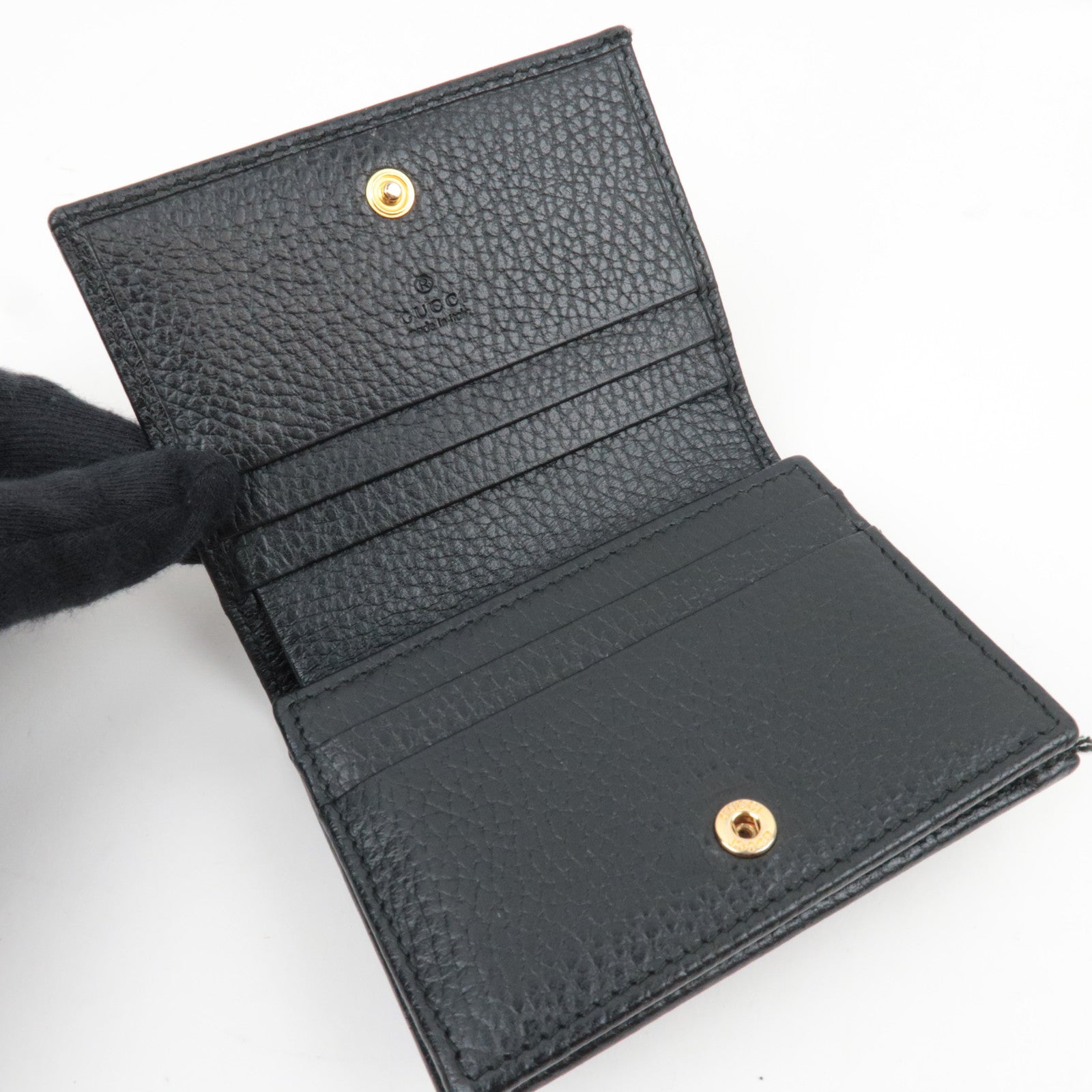 GUCCI GG Marmont Bifold Wallet Leather Black 456126 *Dust bag