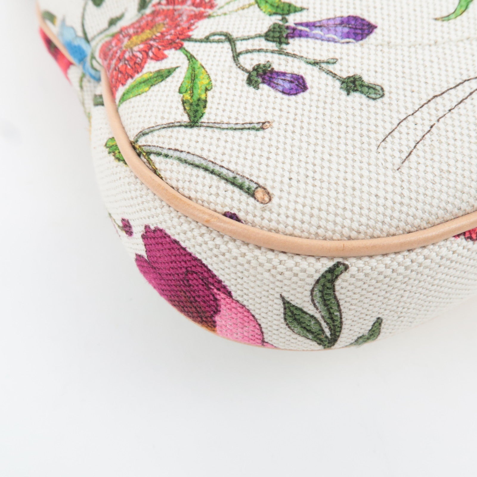 GUCCI New Jackie Flora One Shoulder Bag Canvas Leather Ivory Beige 137335