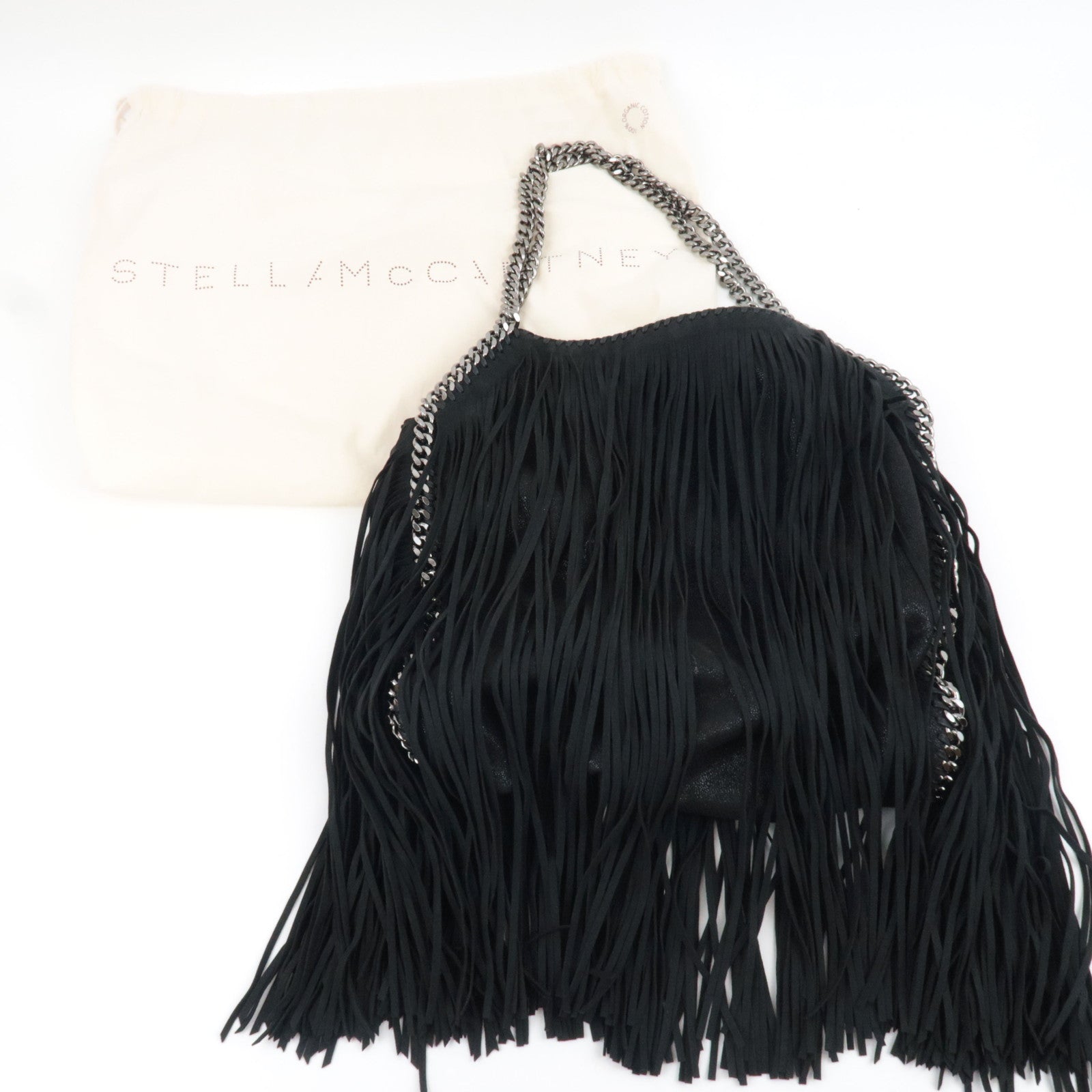 Stella McCartney Falabella Fringe Chain Tote Bag Black *Dust bag