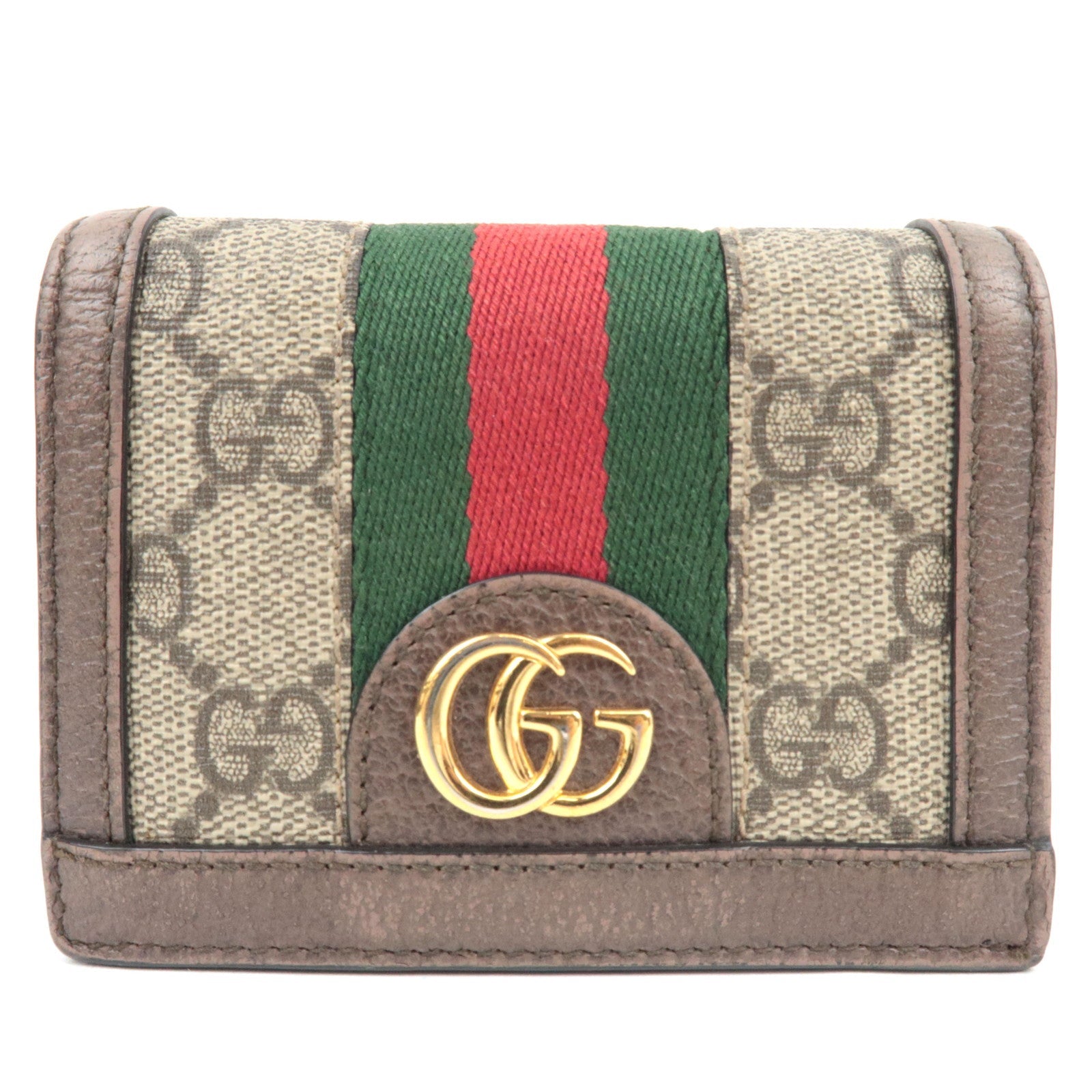 GUCCI Sherry Ophidia GG Supreme Leather Bifold Wallet Beige Brown 52315579720