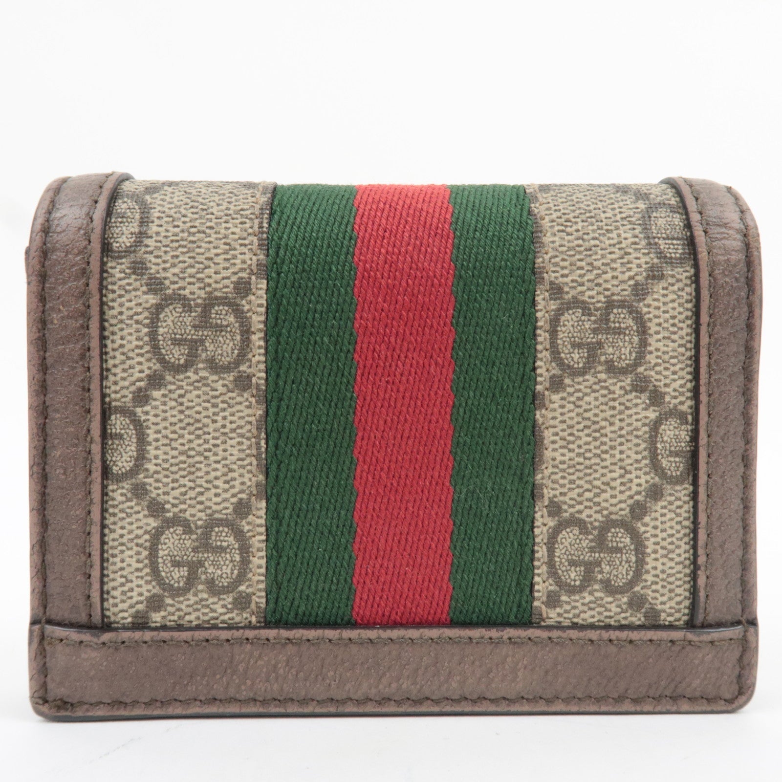 GUCCI Sherry Ophidia GG Supreme Leather Bifold Wallet Beige Brown 523155