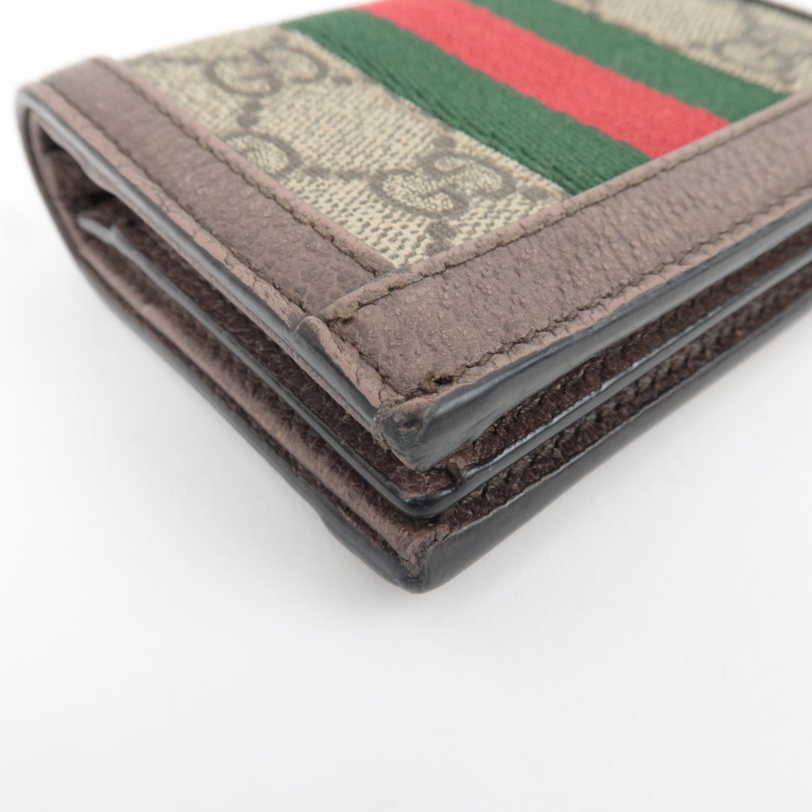 GUCCI Sherry Ophidia GG Supreme Leather Bifold Wallet Beige Brown 523155