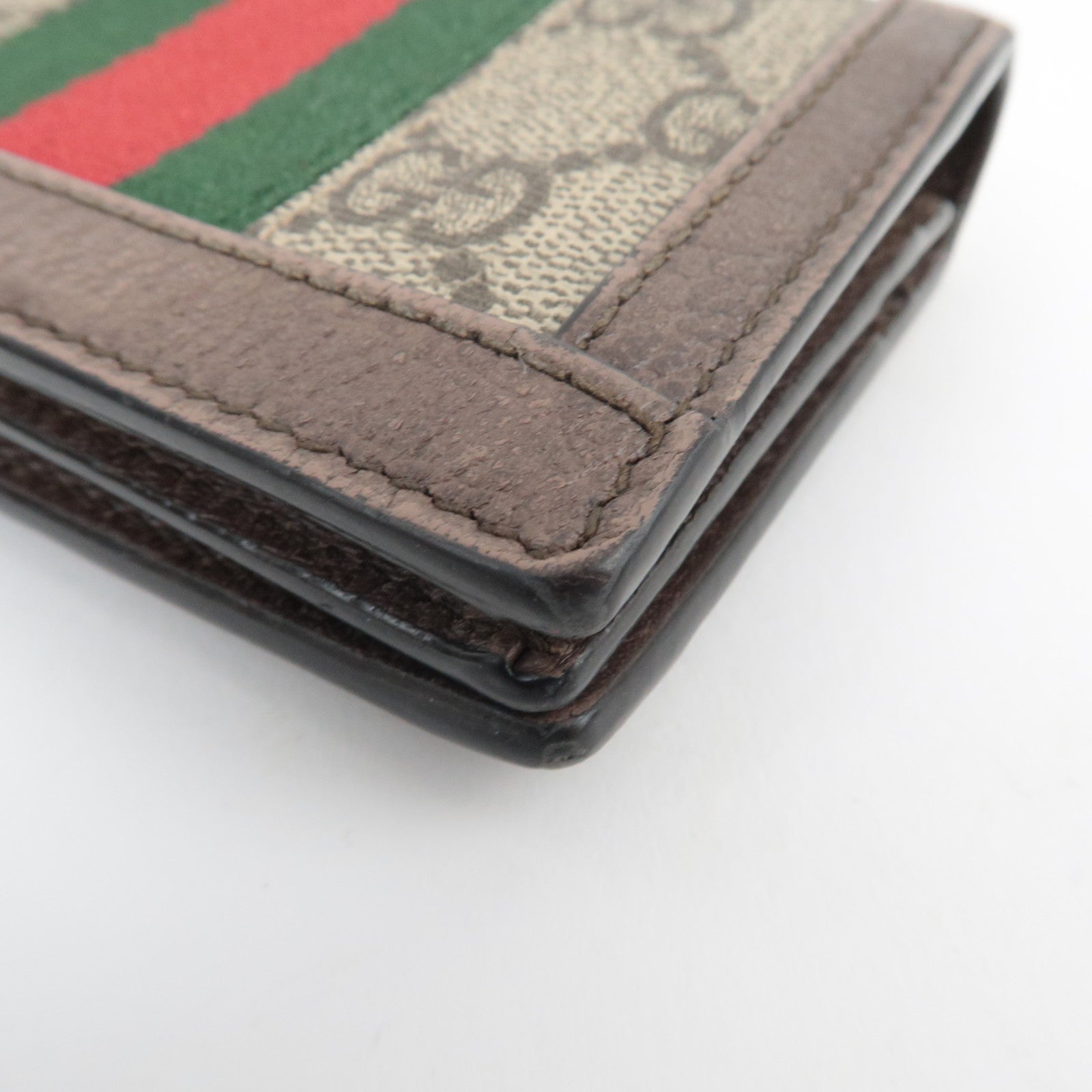 GUCCI Sherry Ophidia GG Supreme Leather Bifold Wallet Beige Brown 523155