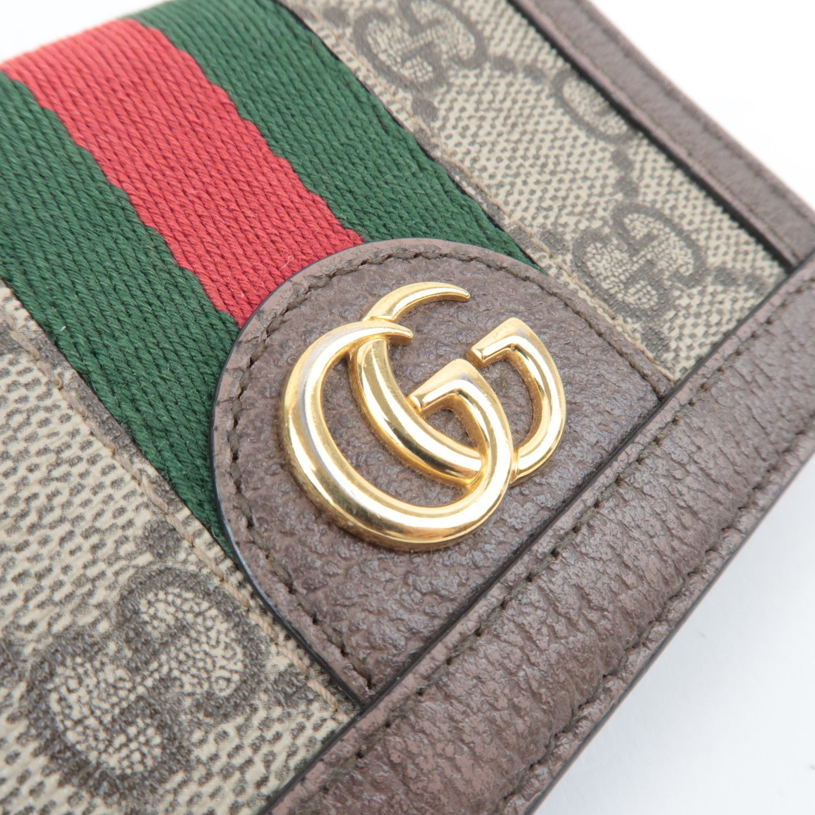 GUCCI Sherry Ophidia GG Supreme Leather Bifold Wallet Beige Brown 523155