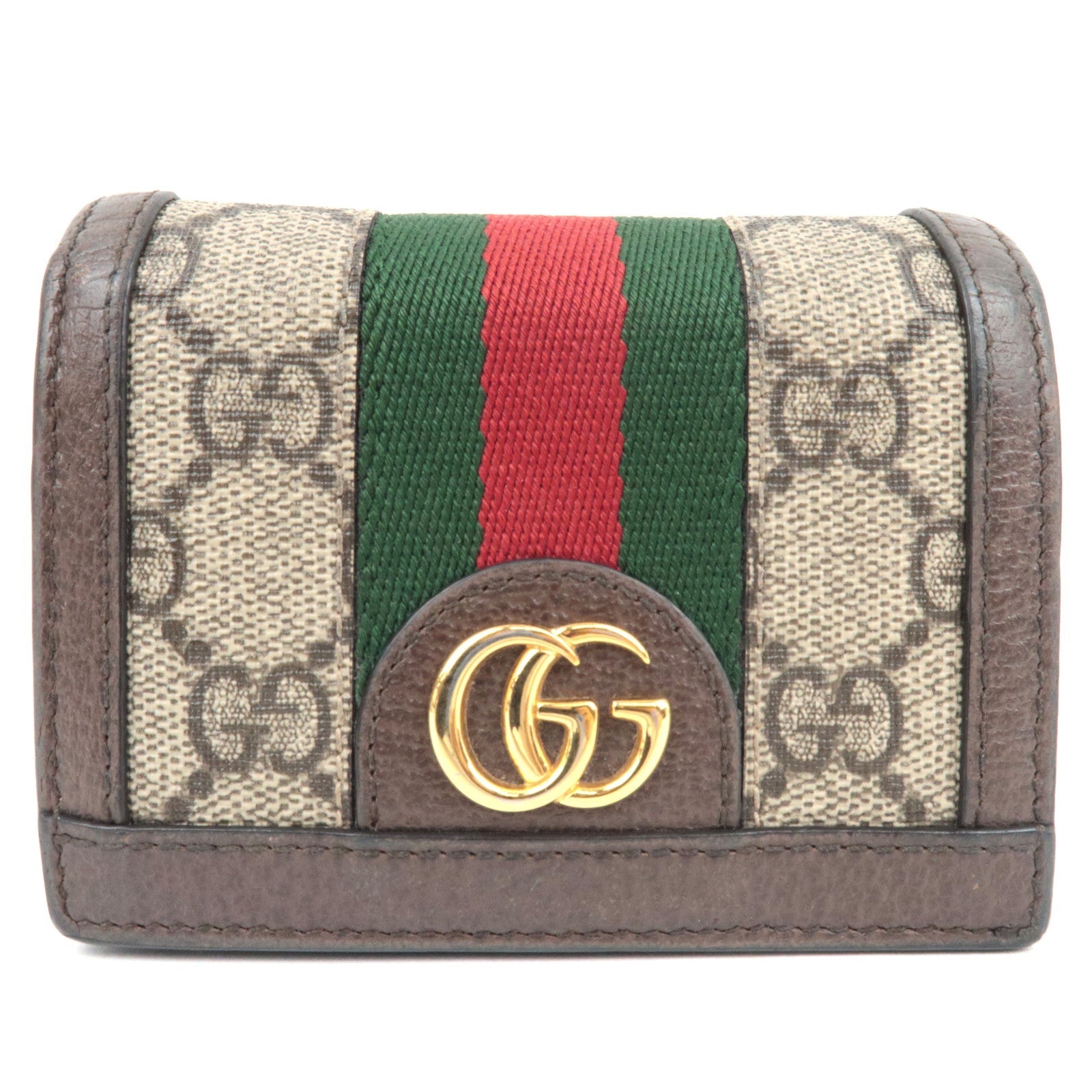 GUCCI Sherry Ophidia Bifold Wallet GG Supreme Leather Beige Brown 52315579721