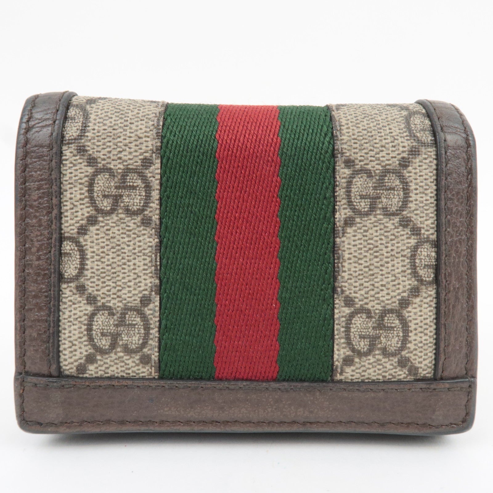 GUCCI Sherry Ophidia Bifold Wallet GG Supreme Leather Beige Brown 523155