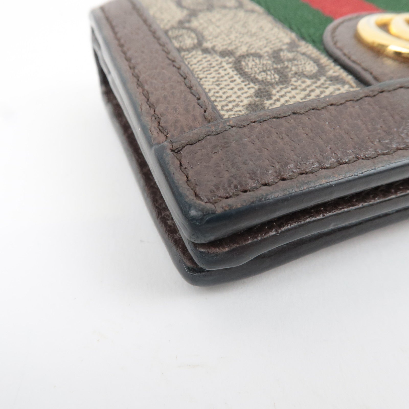 GUCCI Sherry Ophidia Bifold Wallet GG Supreme Leather Beige Brown 523155