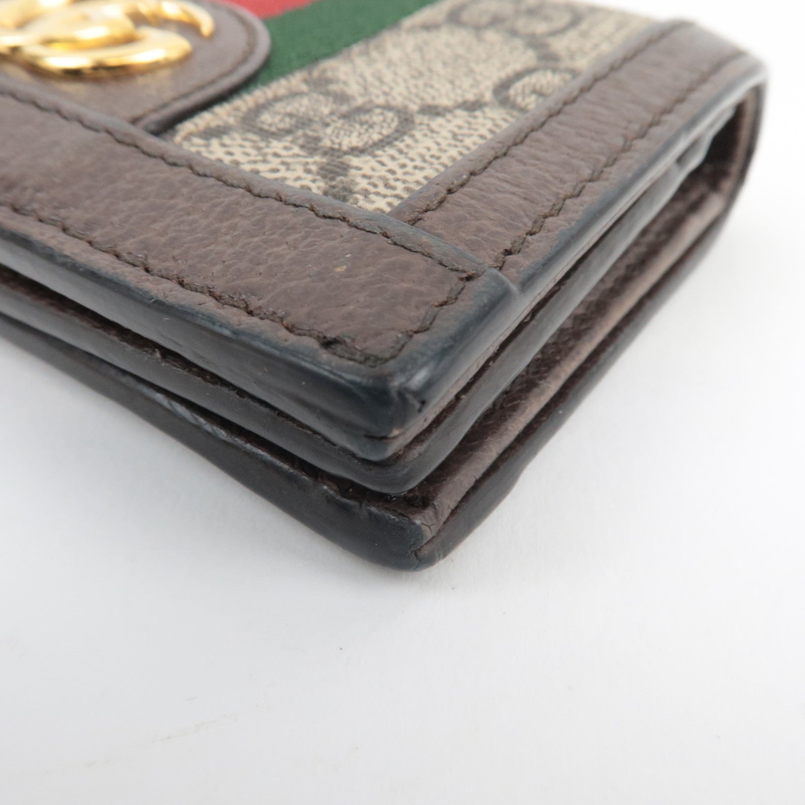 GUCCI Sherry Ophidia Bifold Wallet GG Supreme Leather Beige Brown 523155