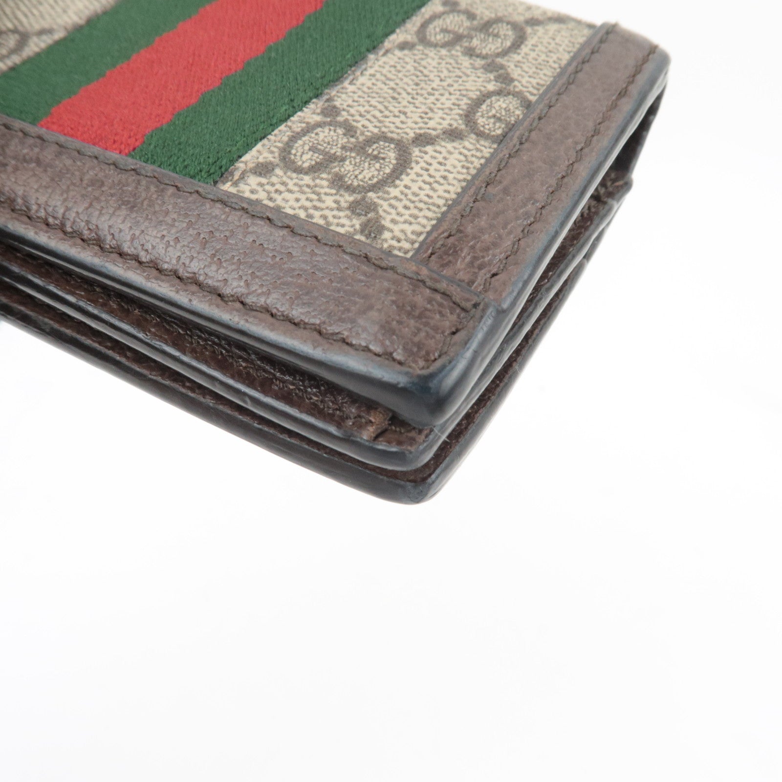 GUCCI Sherry Ophidia Bifold Wallet GG Supreme Leather Beige Brown 523155