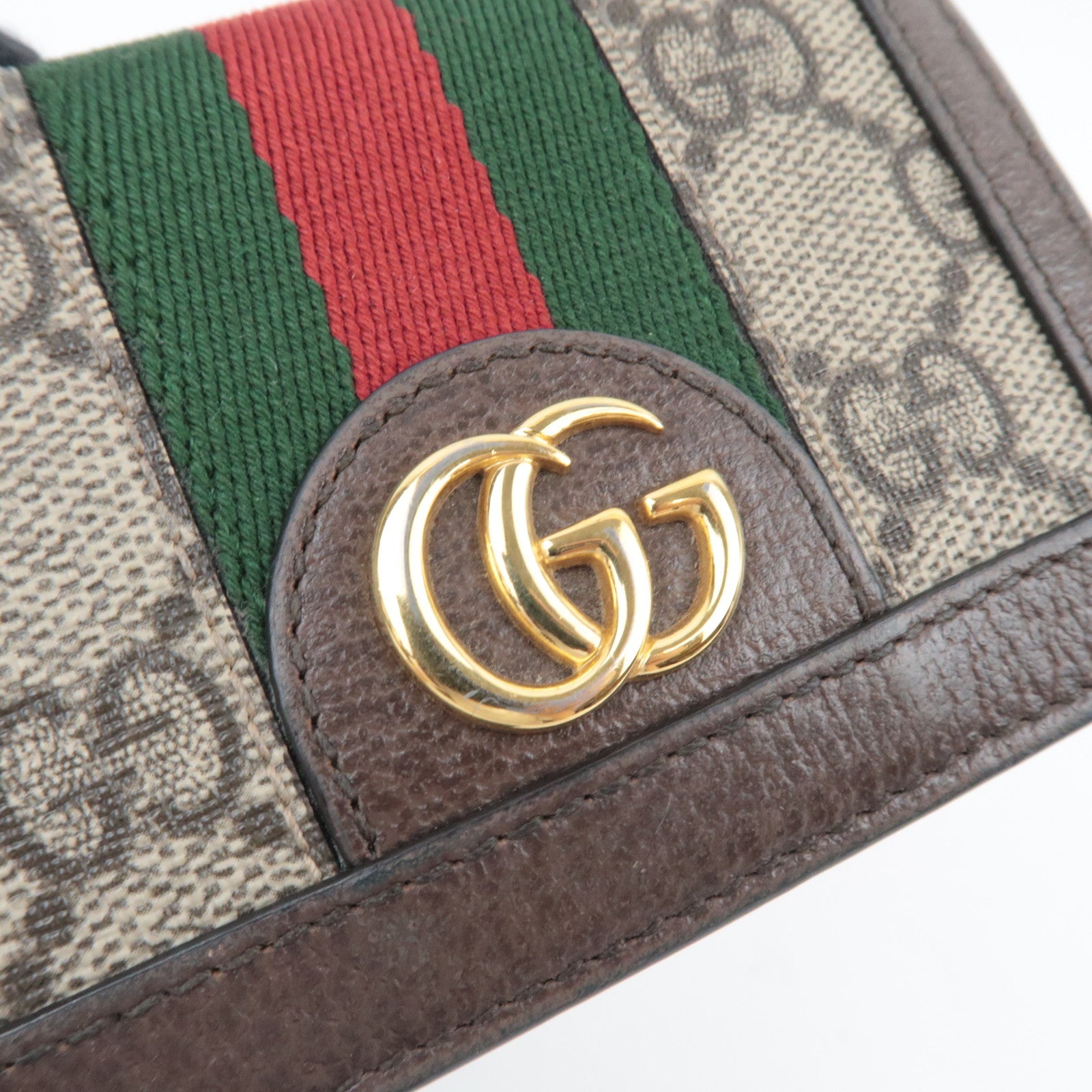 GUCCI Sherry Ophidia Bifold Wallet GG Supreme Leather Beige Brown 523155