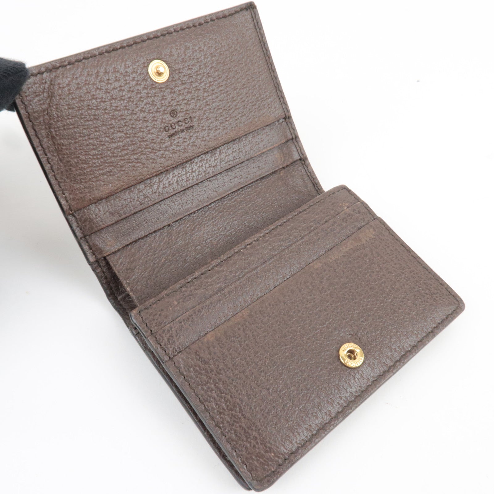 GUCCI Sherry Ophidia Bifold Wallet GG Supreme Leather Beige Brown 523155