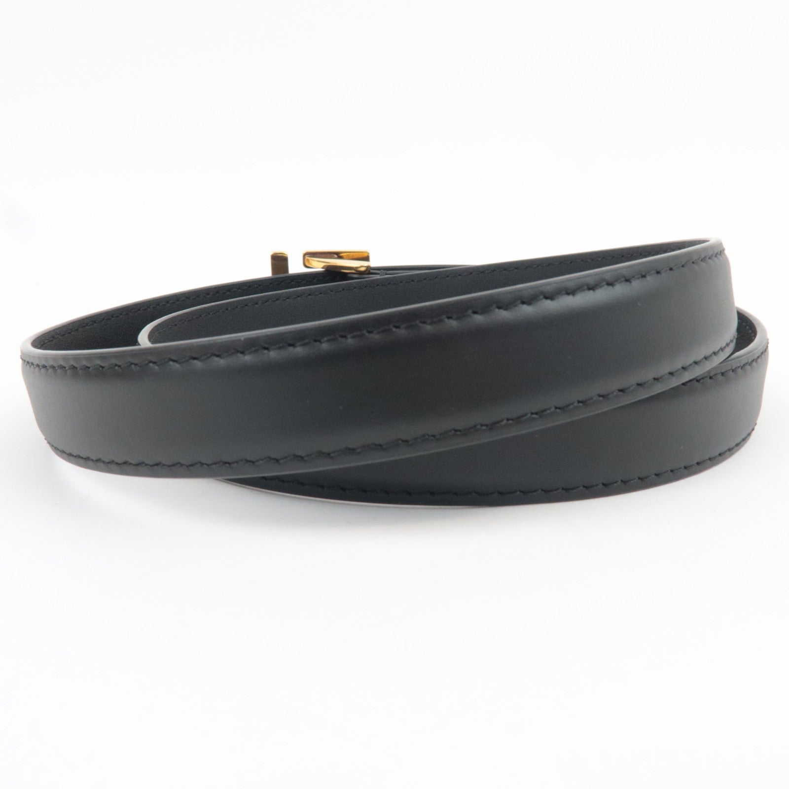 FENDI Leather FF Logo Belt Black Gold HDW 80/32 8C0648