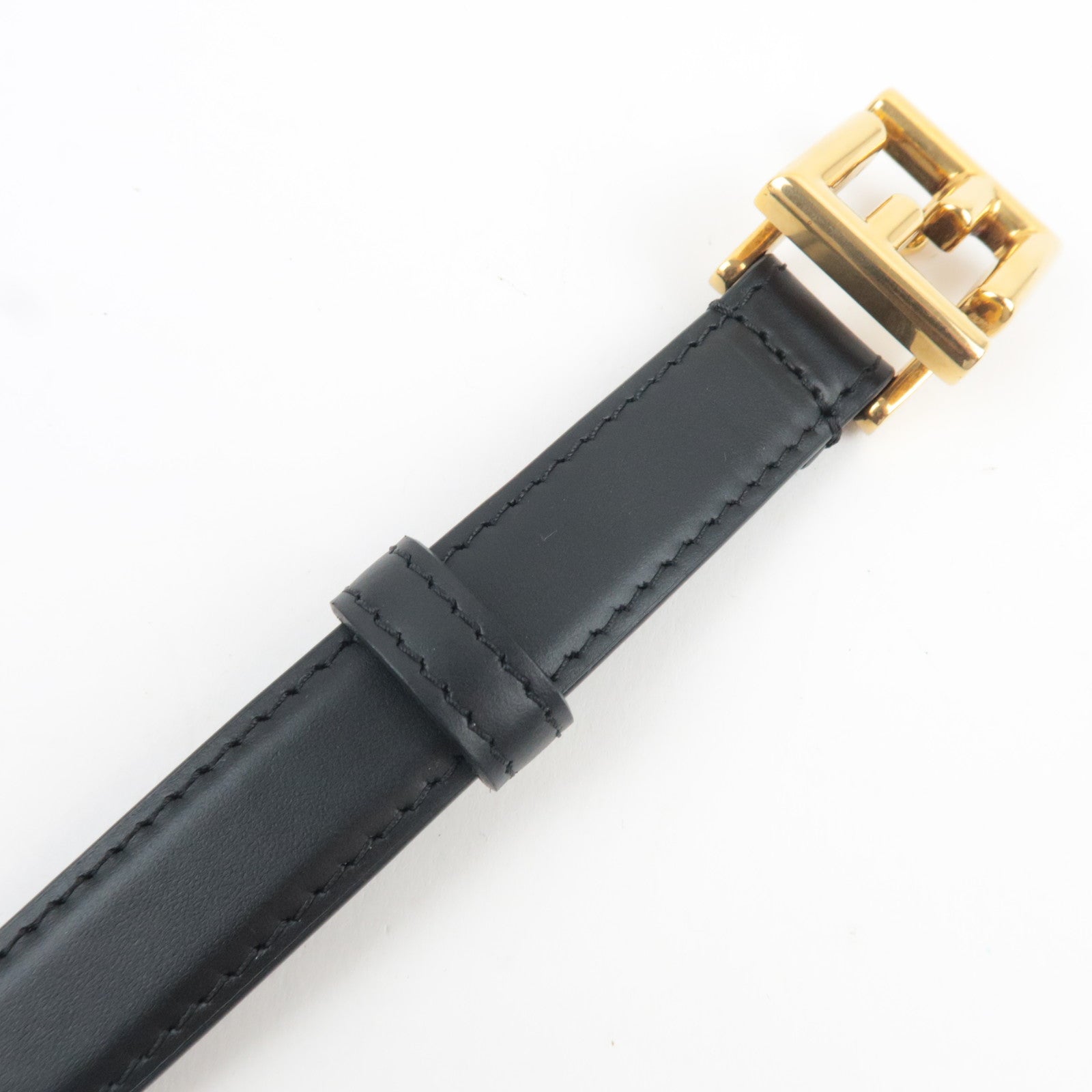 FENDI Leather FF Logo Belt Black Gold HDW 80/32 8C0648