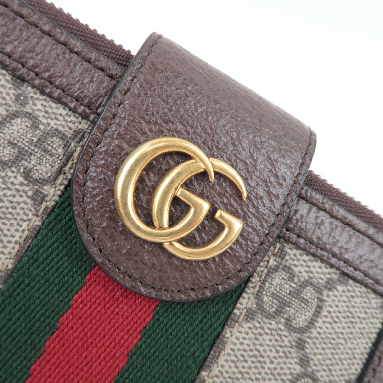 GUCCI Sherry Ophidia Card and Coin Case GG Supreme Leather Beige Brown 699353