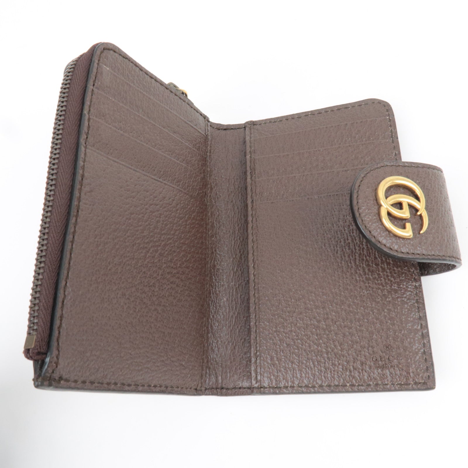 GUCCI Sherry Ophidia Card and Coin Case GG Supreme Leather Beige Brown 699353