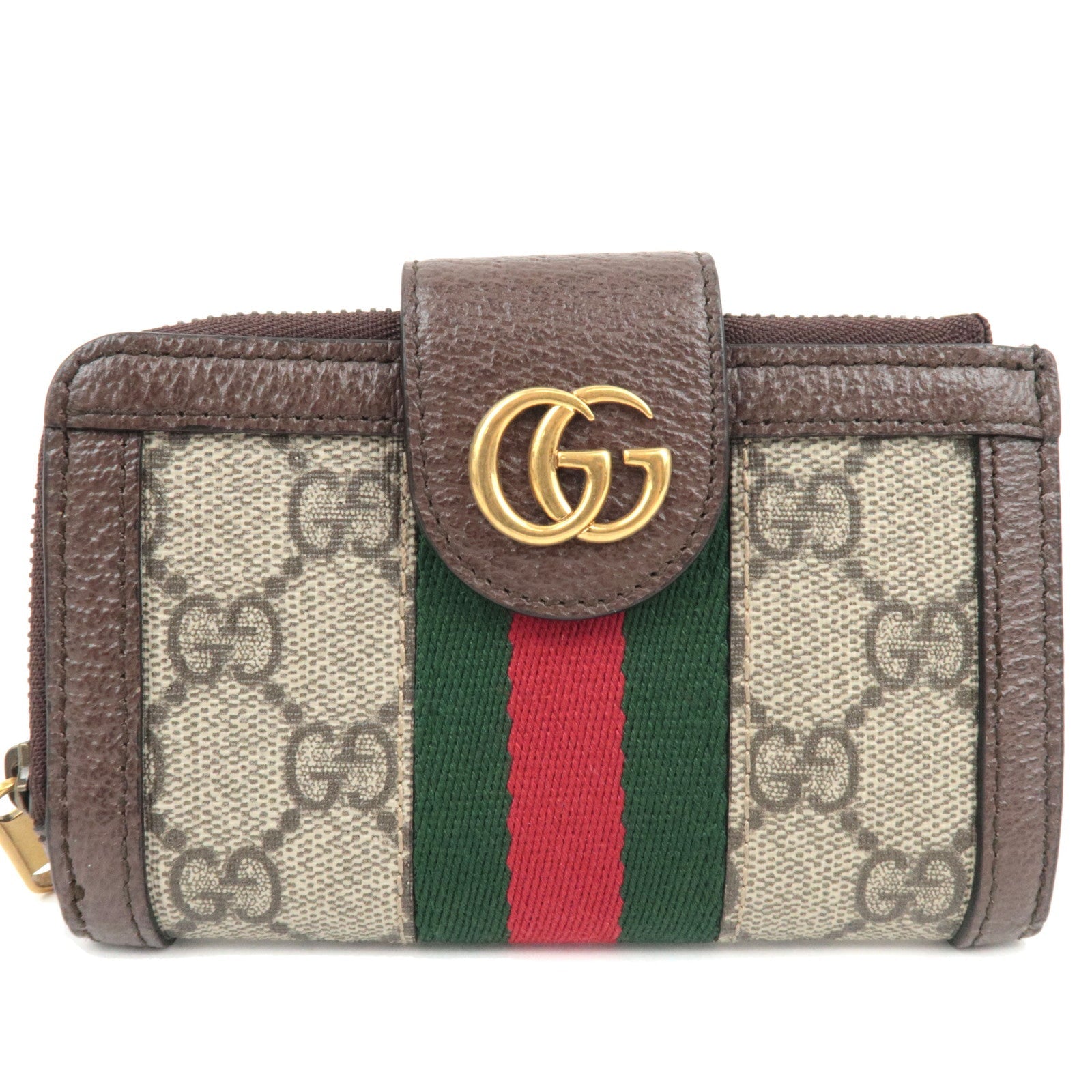 GUCCI Sherry Ophidia Card and Coin Case GG Supreme Leather Beige Brown 69935379723