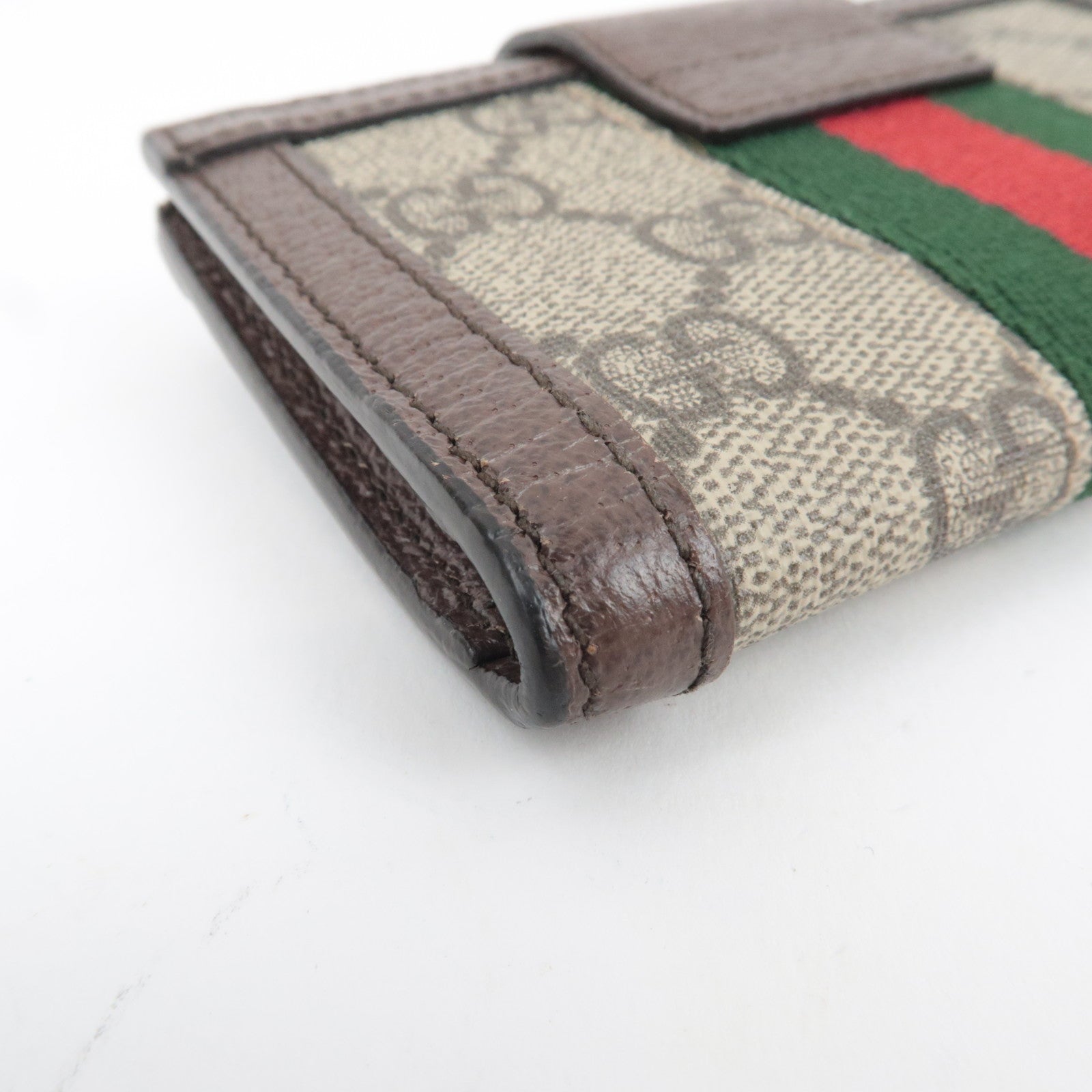 GUCCI Sherry Ophidia Card and Coin Case GG Supreme Leather Beige Brown 699353