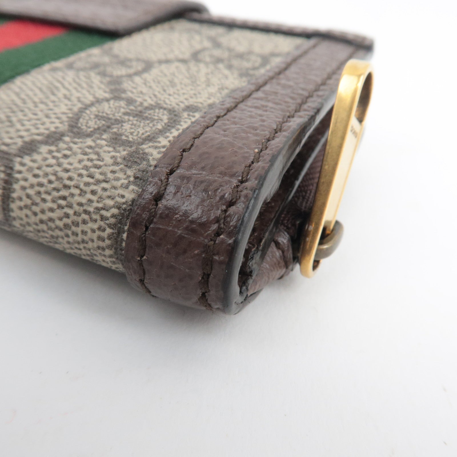 GUCCI Sherry Ophidia Card and Coin Case GG Supreme Leather Beige Brown 699353