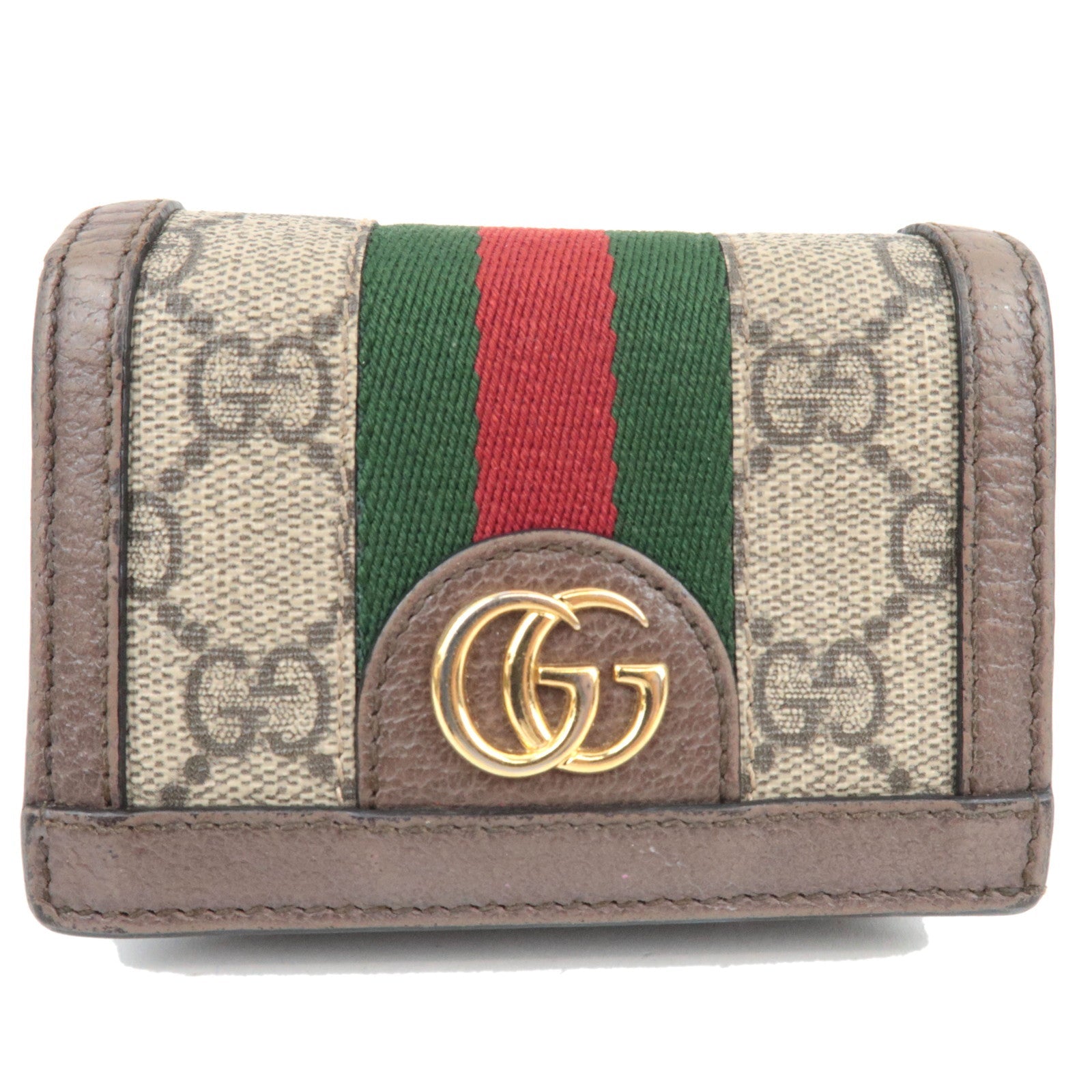 GUCCI Sherry Ophidia Bifold Wallet GG Supreme Leather Beige Brown 523155 *Box, Dust bag79744