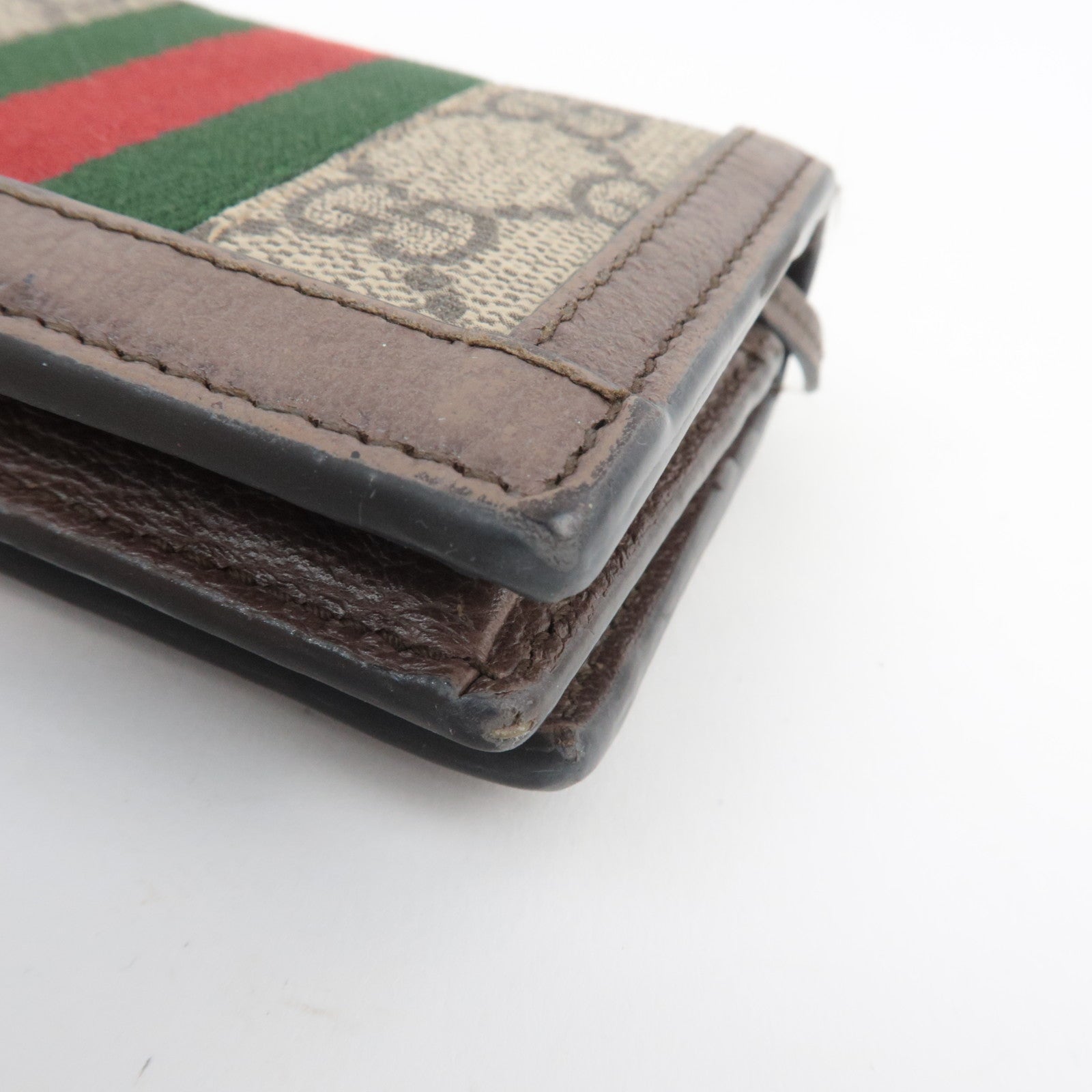 GUCCI Sherry Ophidia Bifold Wallet GG Supreme Leather Beige Brown 523155 *Box, Dust bag