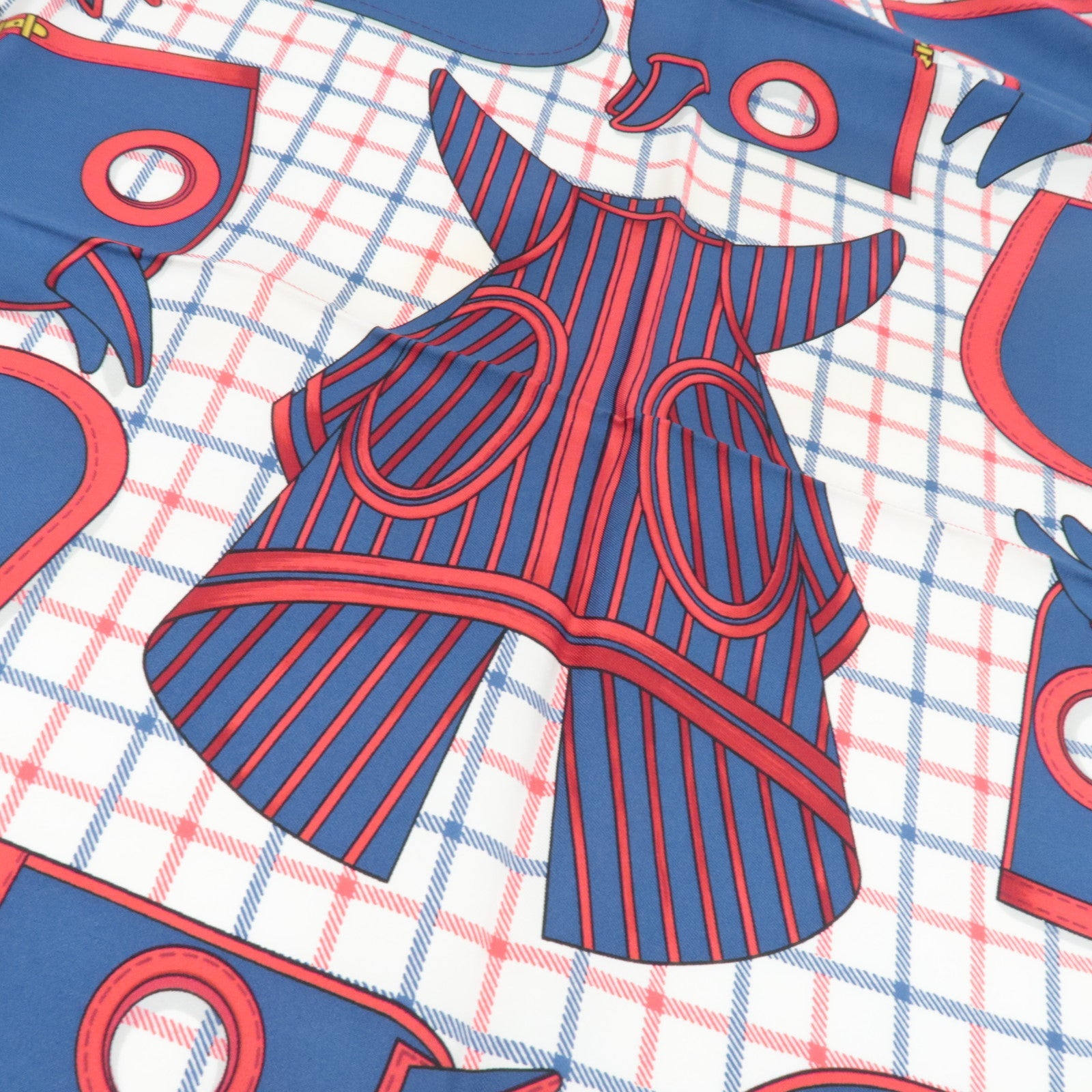 HERMES Carre 90 Scarf Horse Print Silk 100% Blue Camails