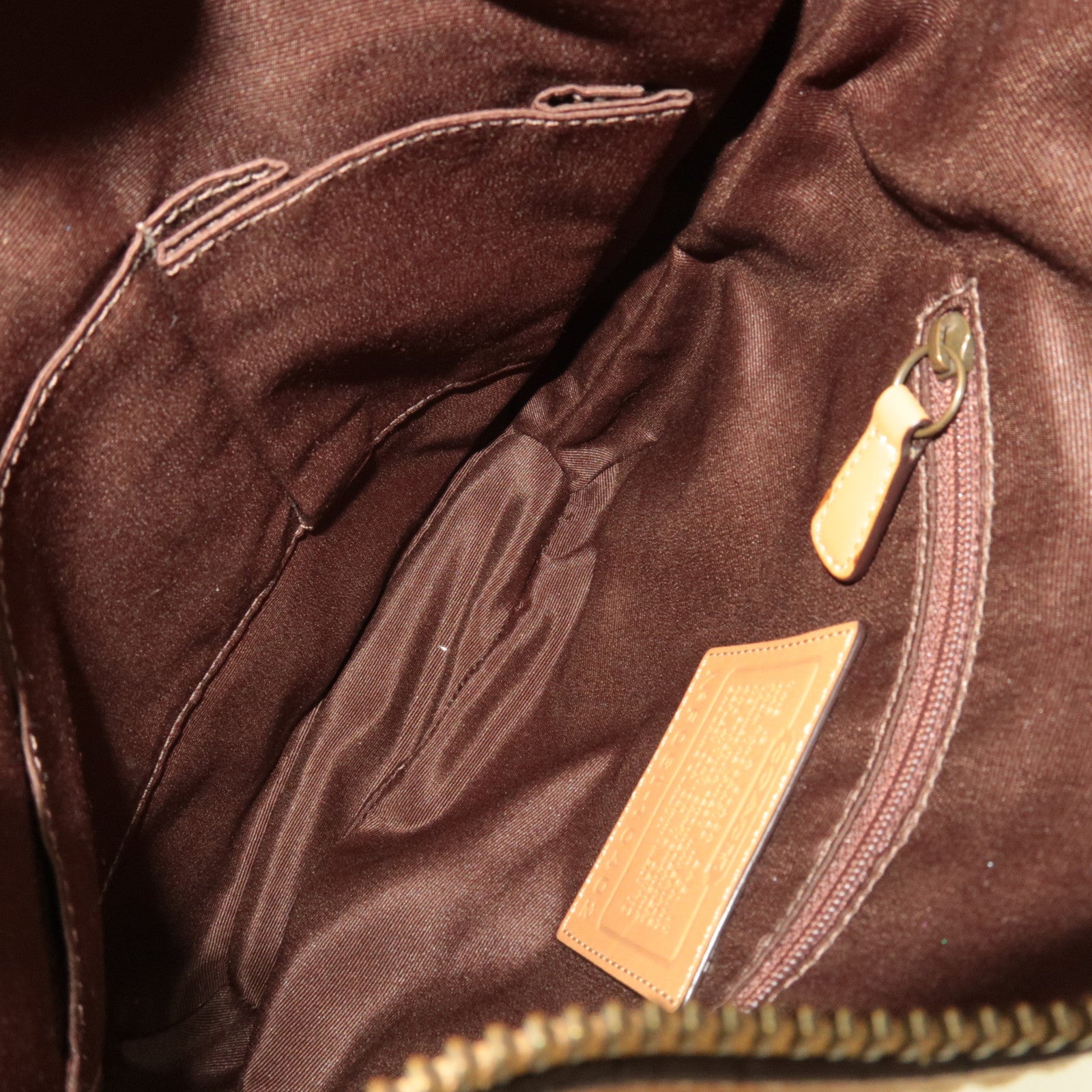 COACH Set of 2 Shoulder Bag Canvas Leather Beige Brown