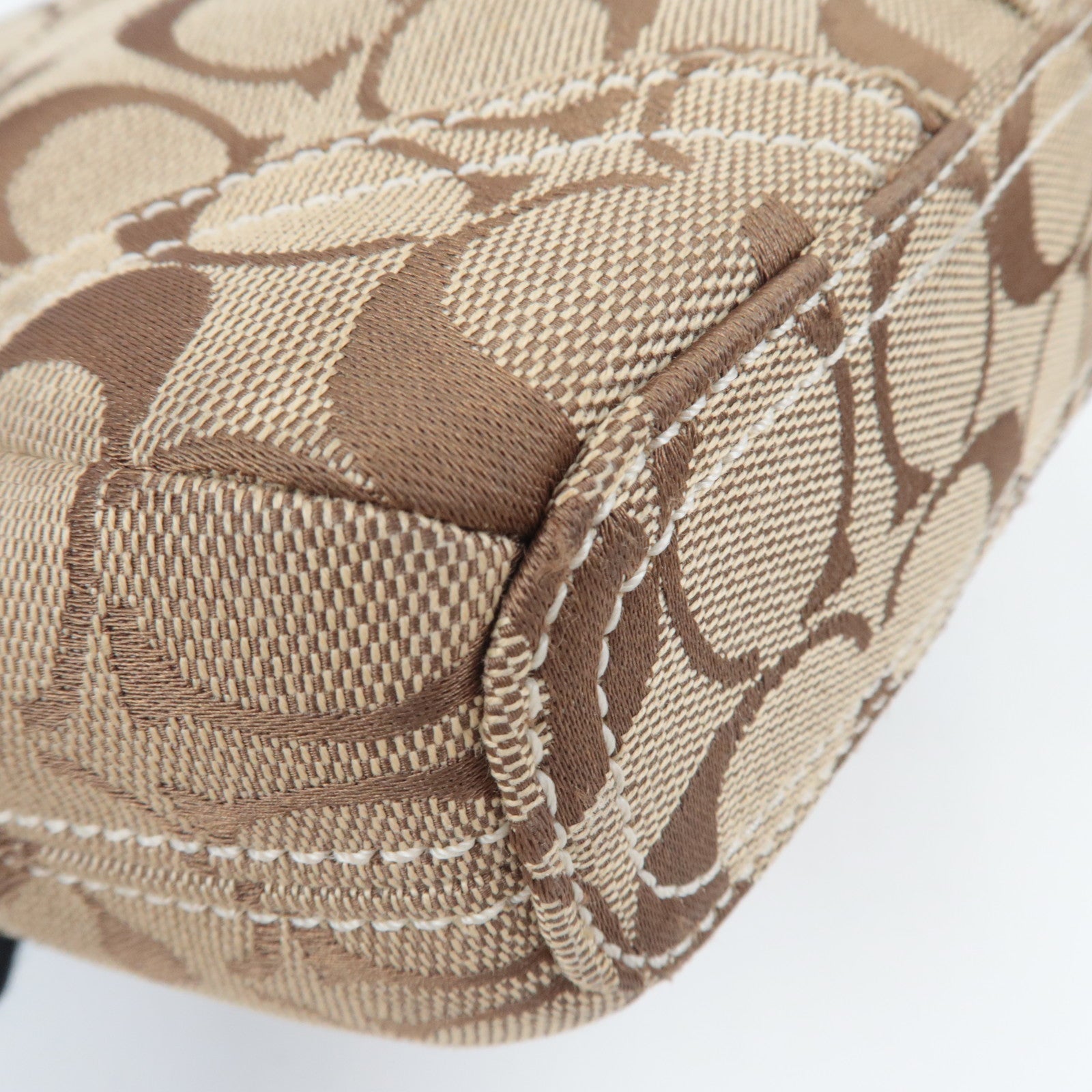 COACH Set of 2 Shoulder Bag Canvas Leather Beige Brown