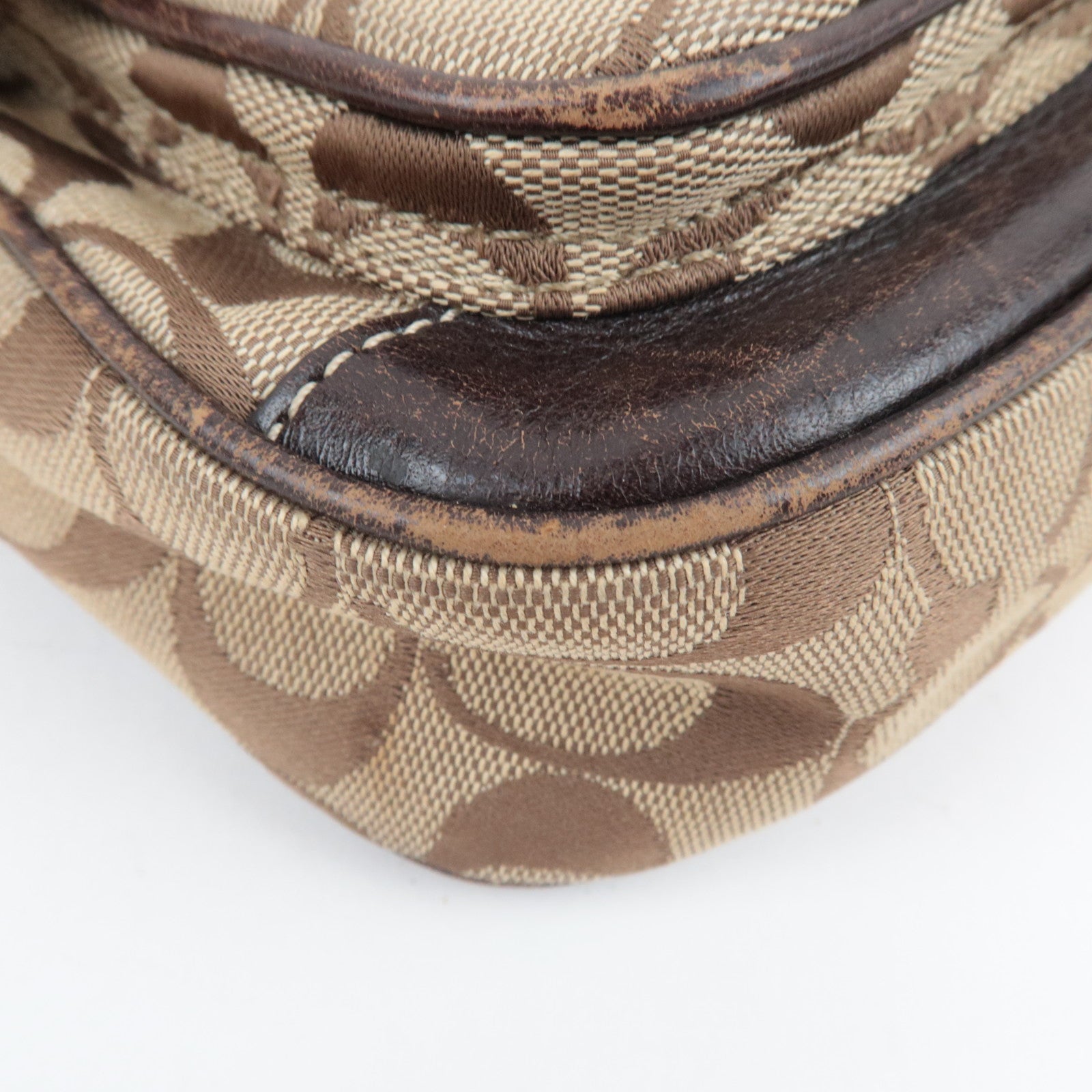 COACH Set of 2 Shoulder Bag Canvas Leather Beige Brown