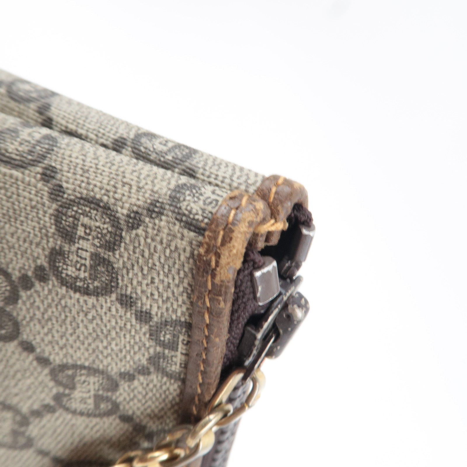 GUCCI Old GUCCI Clutch Bag GG Plus Leather Beige Brown