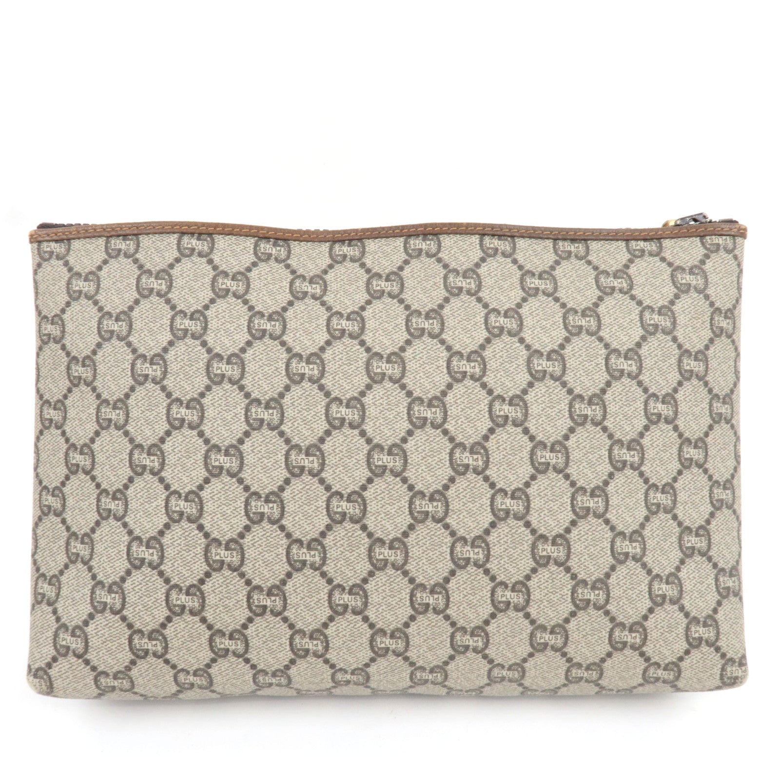 GUCCI Old GUCCI Clutch Bag GG Plus Leather Beige Brown
