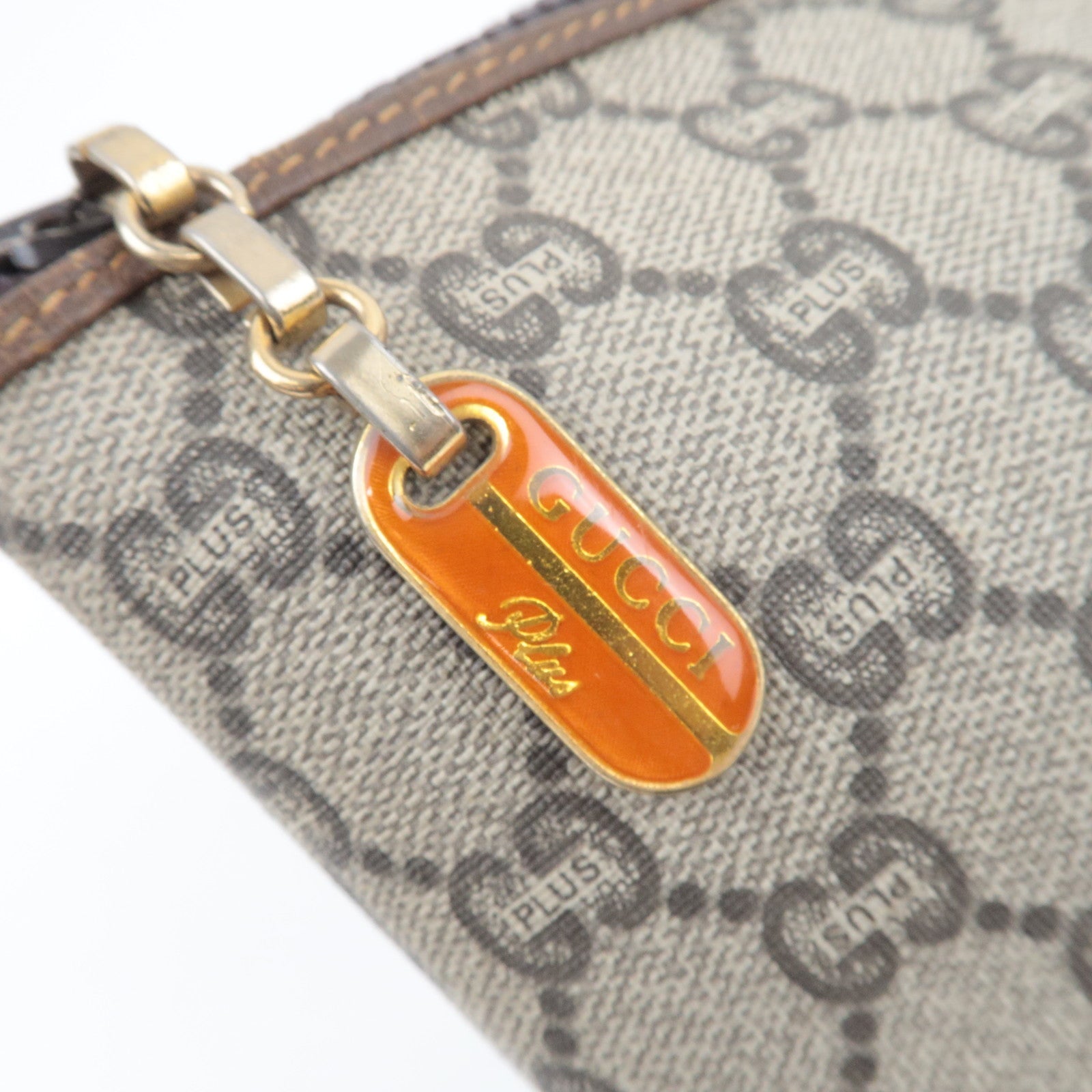 GUCCI Old GUCCI Clutch Bag GG Plus Leather Beige Brown