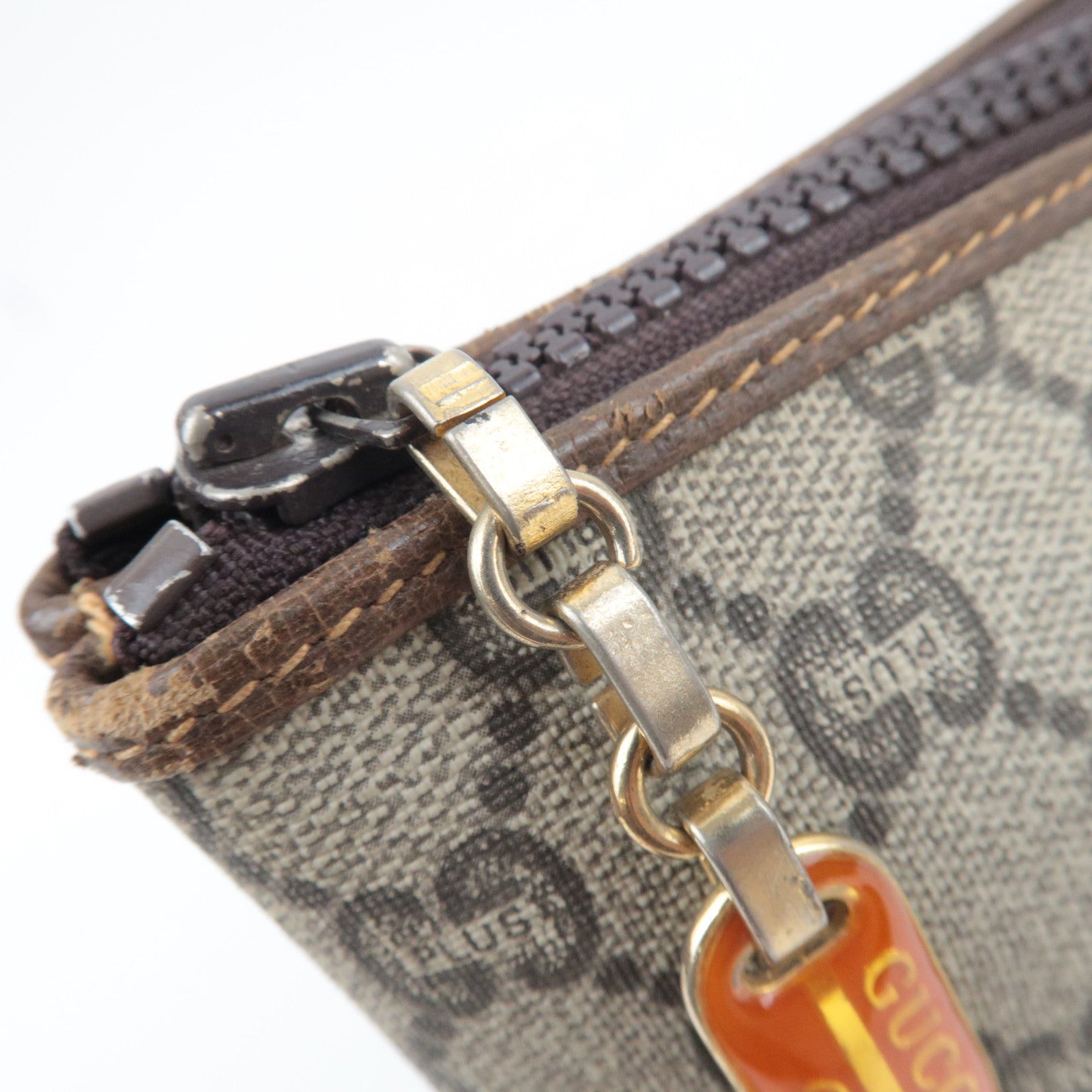 GUCCI Old GUCCI Clutch Bag GG Plus Leather Beige Brown