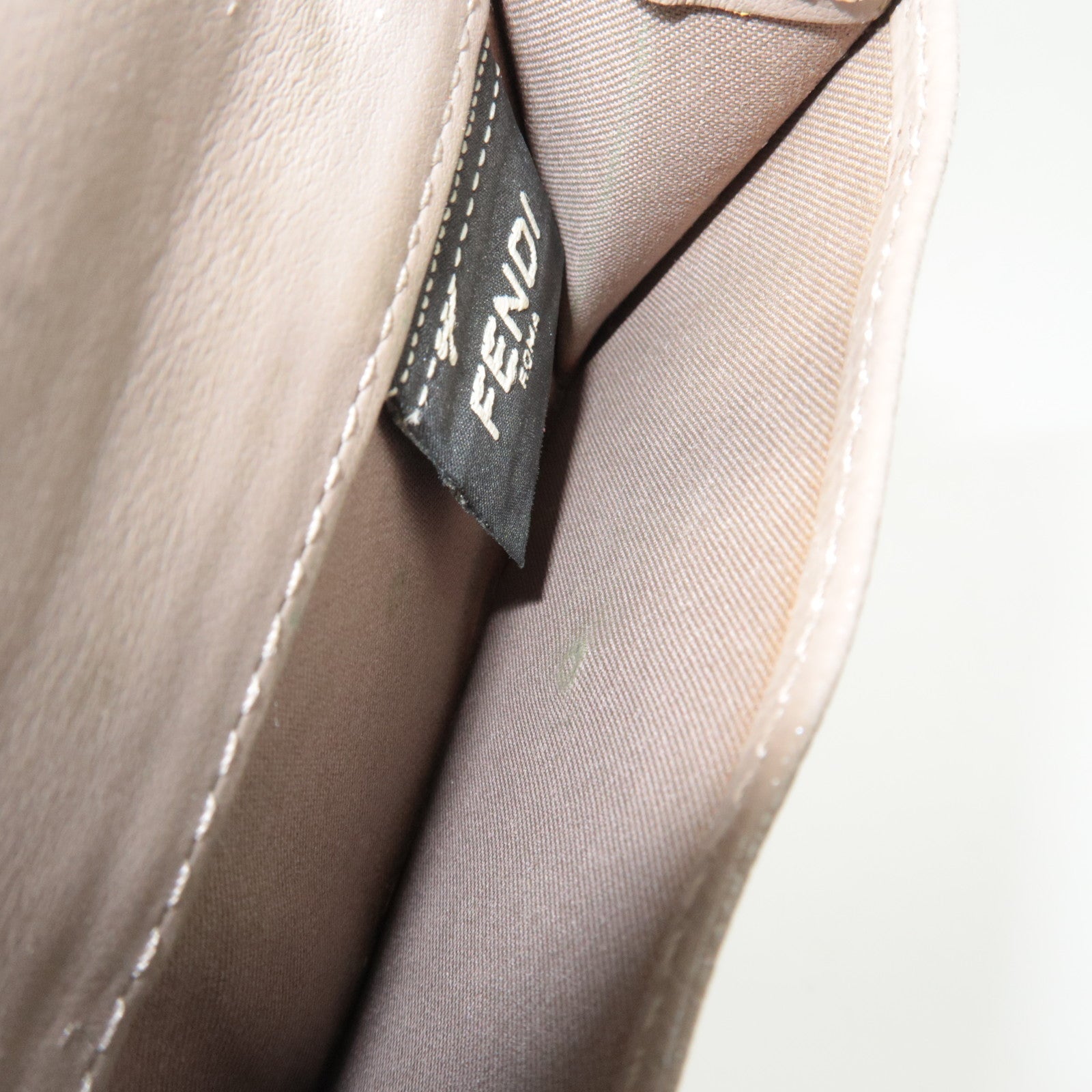 FENDI F Is FENDI Tri-Fold Wallet Leather Greige 8M0395 *Box, Dust bag