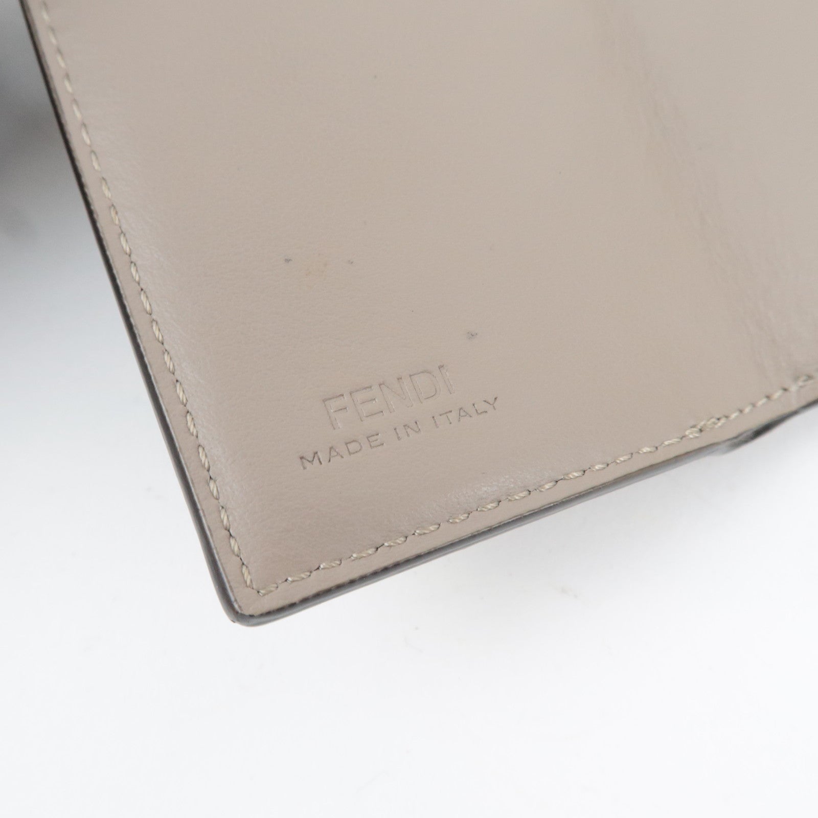 FENDI F Is FENDI Tri-Fold Wallet Leather Greige 8M0395 *Box, Dust bag