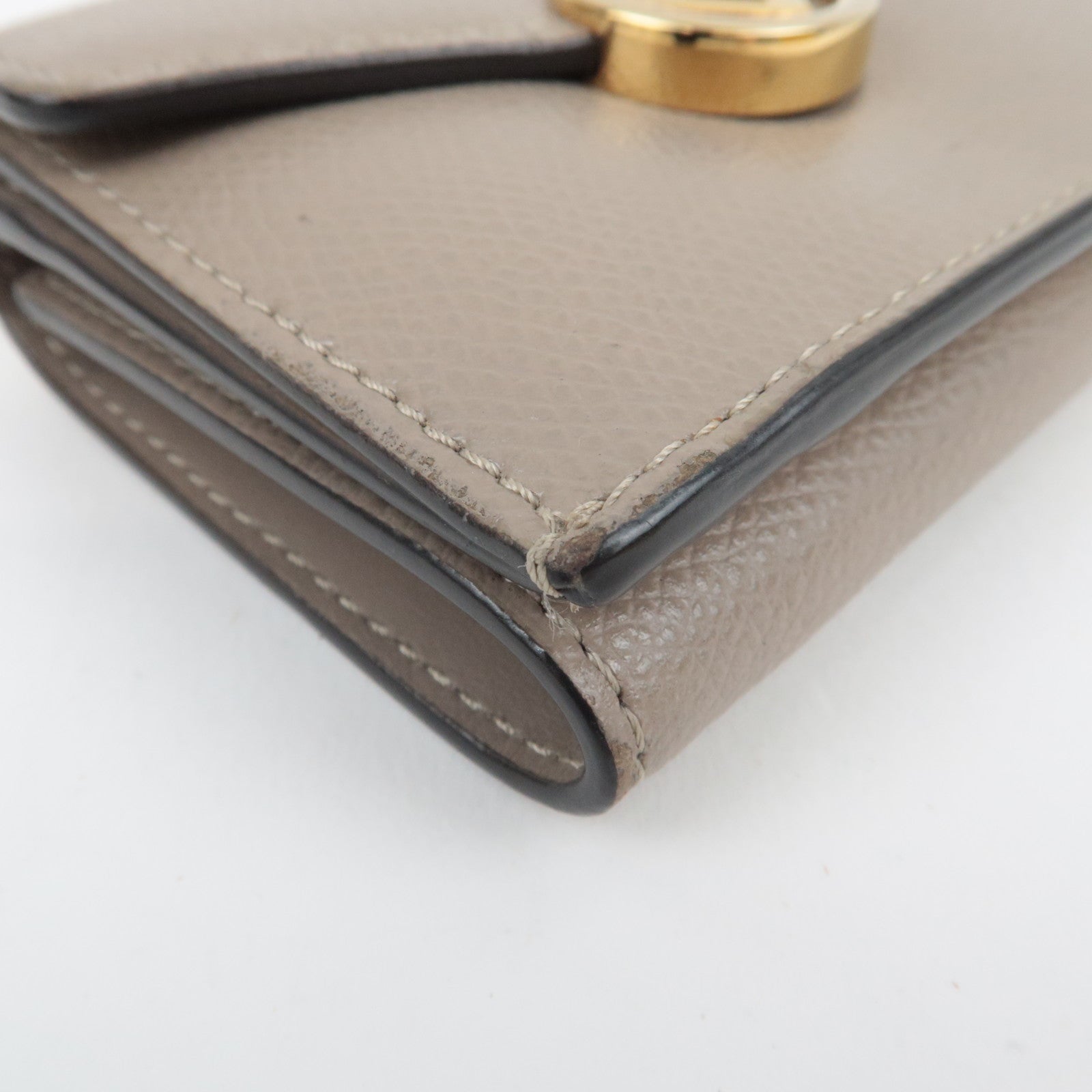 FENDI F Is FENDI Tri-Fold Wallet Leather Greige 8M0395 *Box, Dust bag