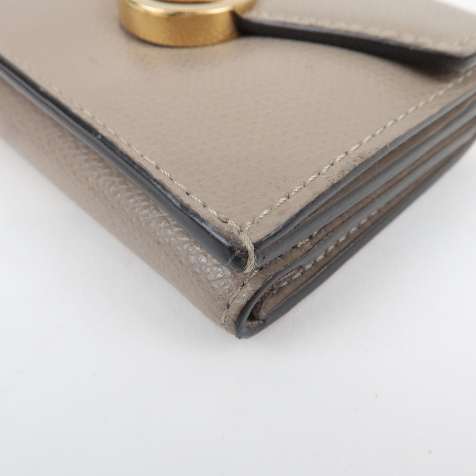 FENDI F Is FENDI Tri-Fold Wallet Leather Greige 8M0395 *Box, Dust bag