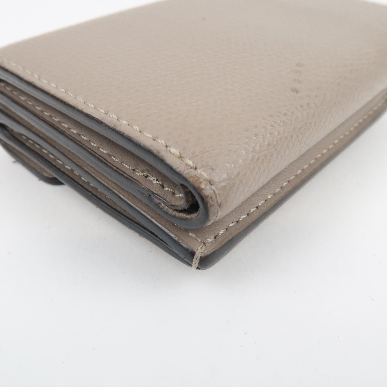 FENDI F Is FENDI Tri-Fold Wallet Leather Greige 8M0395 *Box, Dust bag