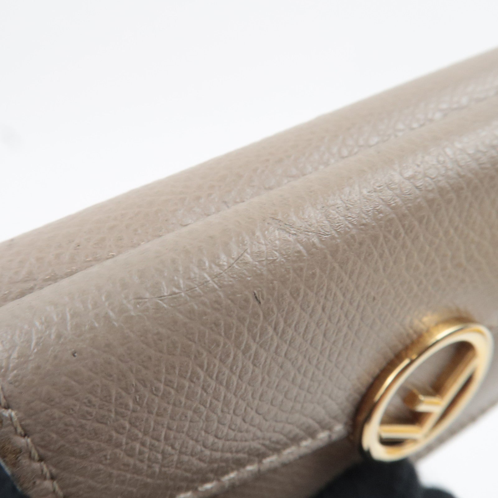 FENDI F Is FENDI Tri-Fold Wallet Leather Greige 8M0395 *Box, Dust bag