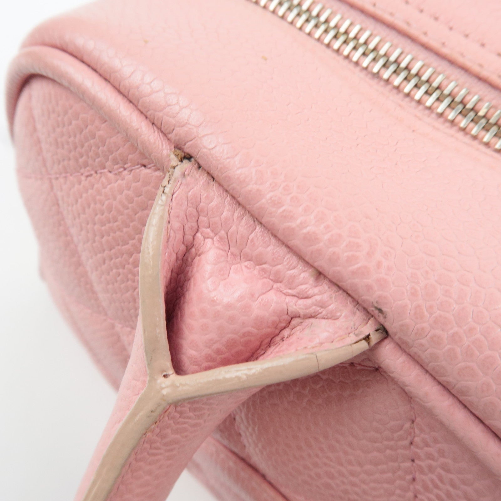 CHANEL Coco Mark Matelasse Bowling Bag Handbag Caviar Skin Pink Gold HDW A20996 9085444