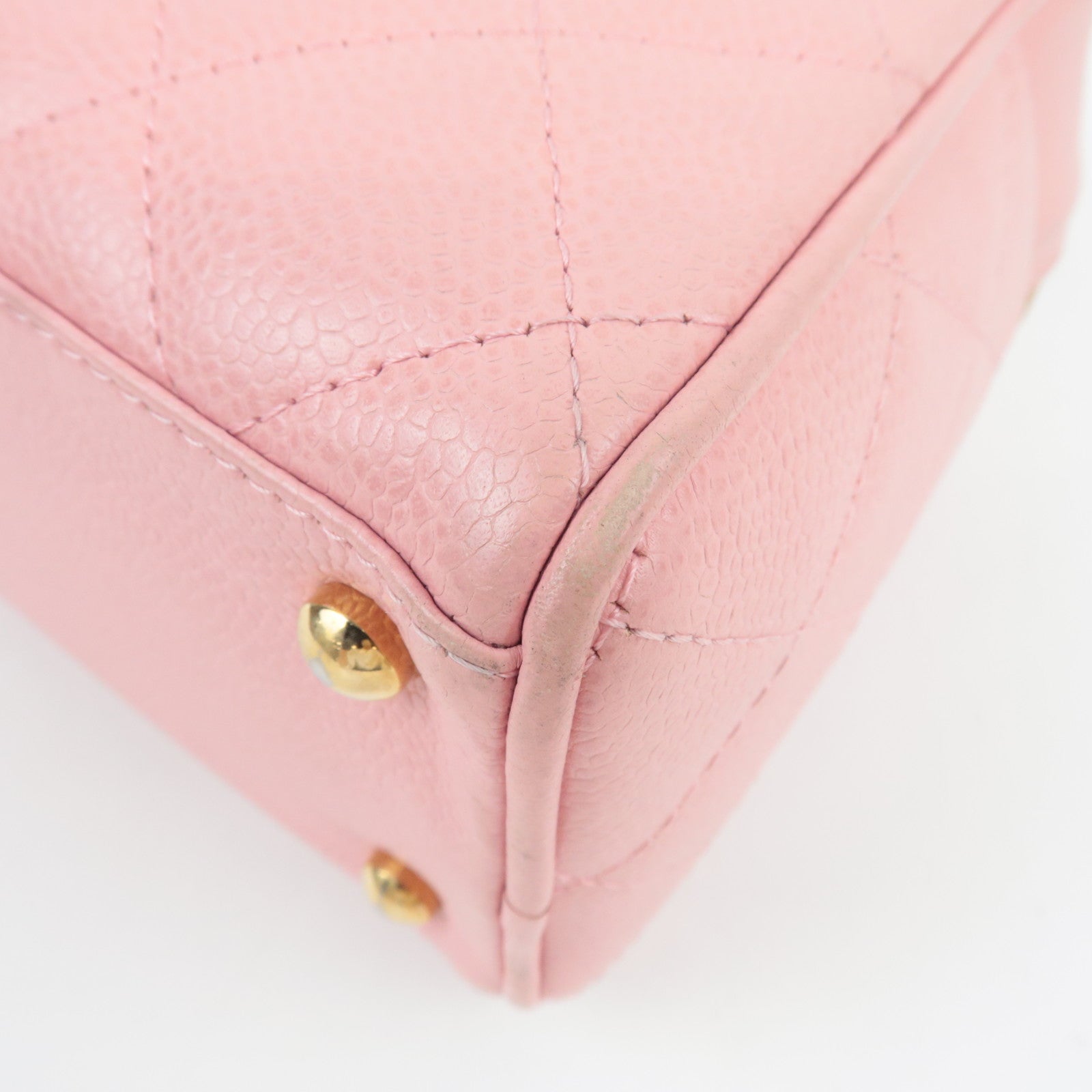 CHANEL Coco Mark Matelasse Bowling Bag Handbag Caviar Skin Pink Gold HDW A20996 9085444