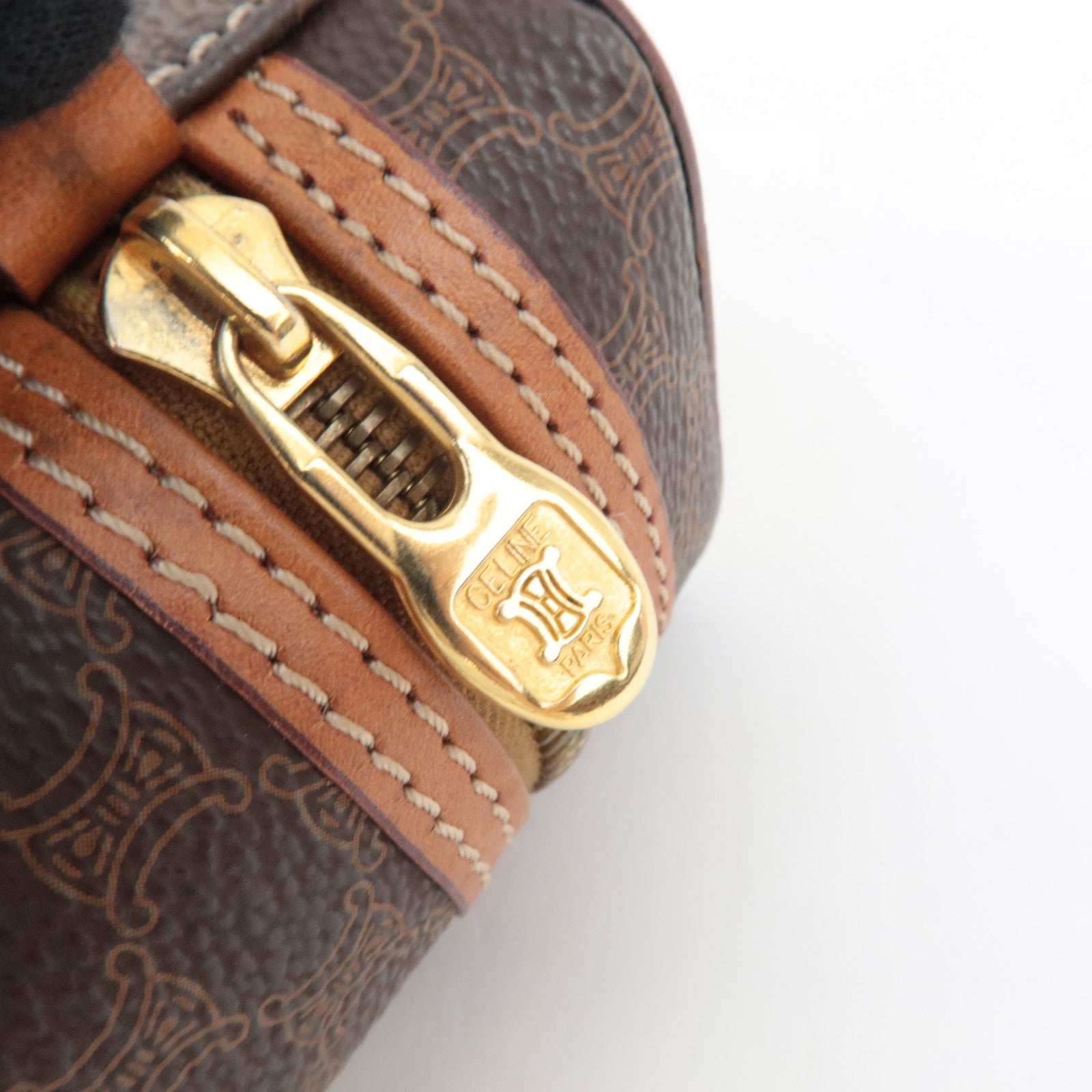 CELINE Macadam Vanity Bag M94 PVC Leather Brown