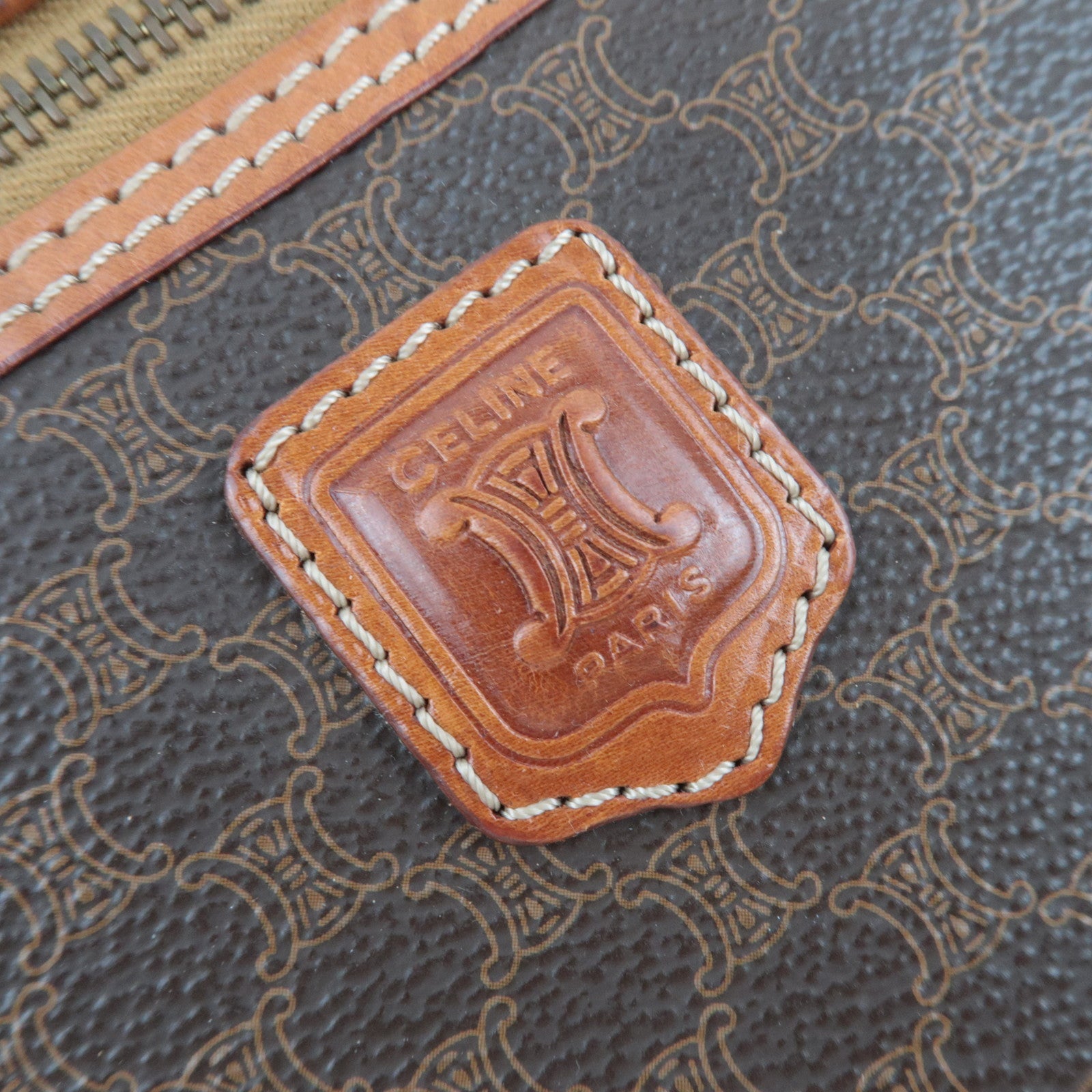 CELINE Macadam Vanity Bag M94 PVC Leather Brown