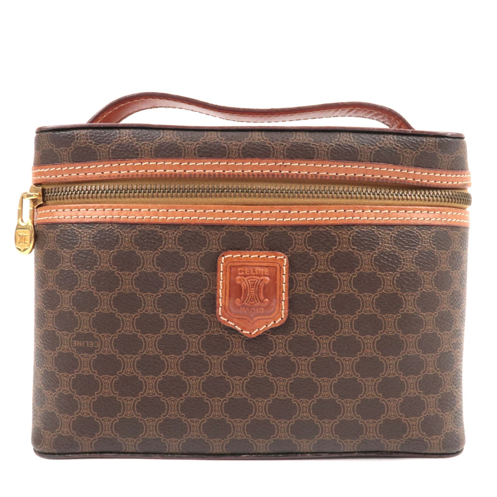 CELINE Macadam Vanity Bag M94 PVC Leather Brown79996