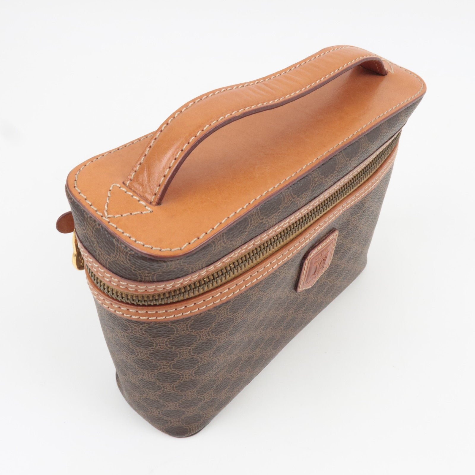 CELINE Macadam Vanity Bag M94 PVC Leather Brown